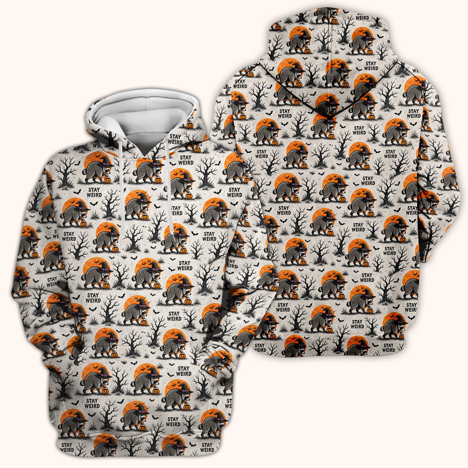 Funny Stay Weird Halloween Raccoon Scrub Top, Comfortable Scrubs for Nurses