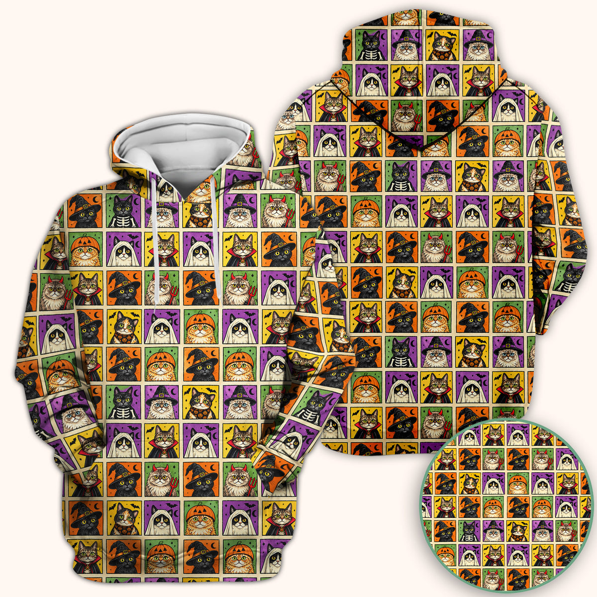 Halloween Cat Costume Patchwork Scrub Top, Comfortable Scrubs for Nurses