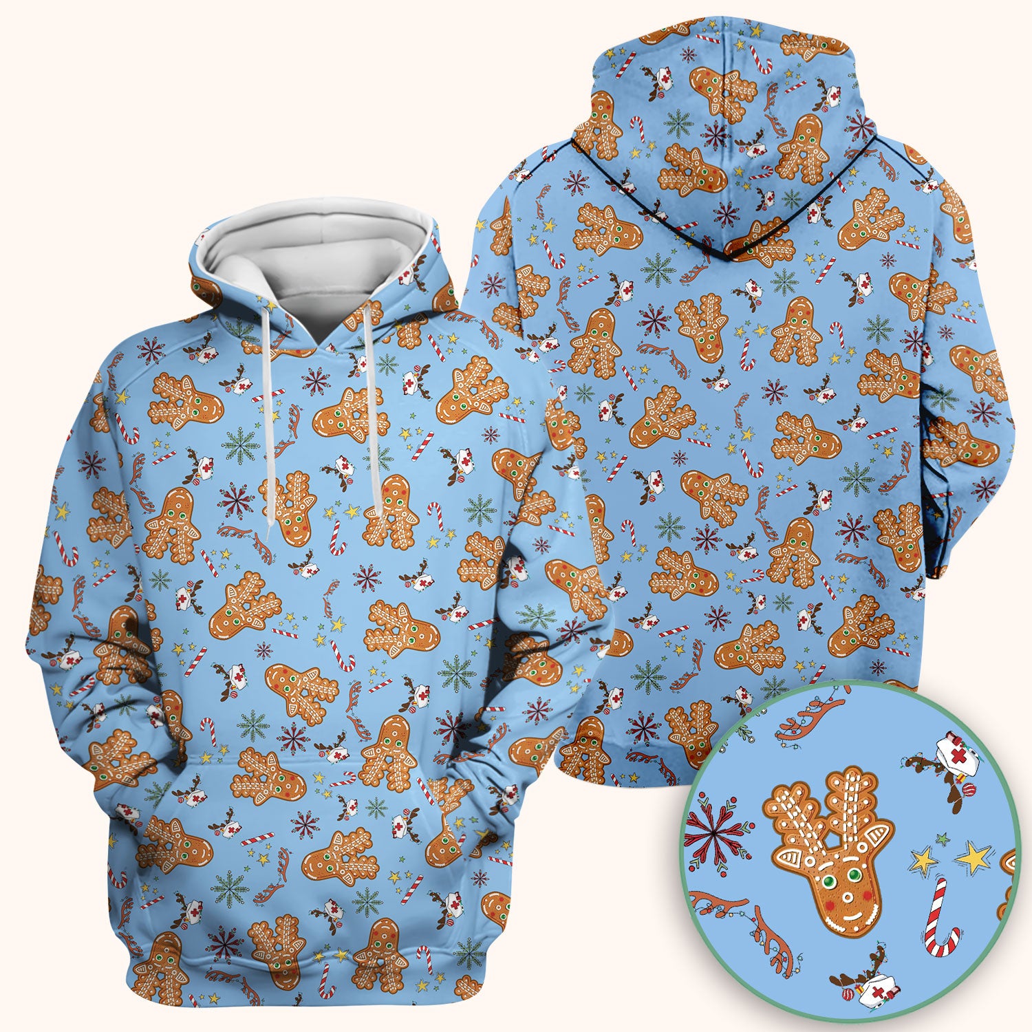 Gingerbread Cookies Reindeer Scrub Top - Funny Christmas Gingerbread Nursing Uniform - Comfortable Scrubs for Nurses