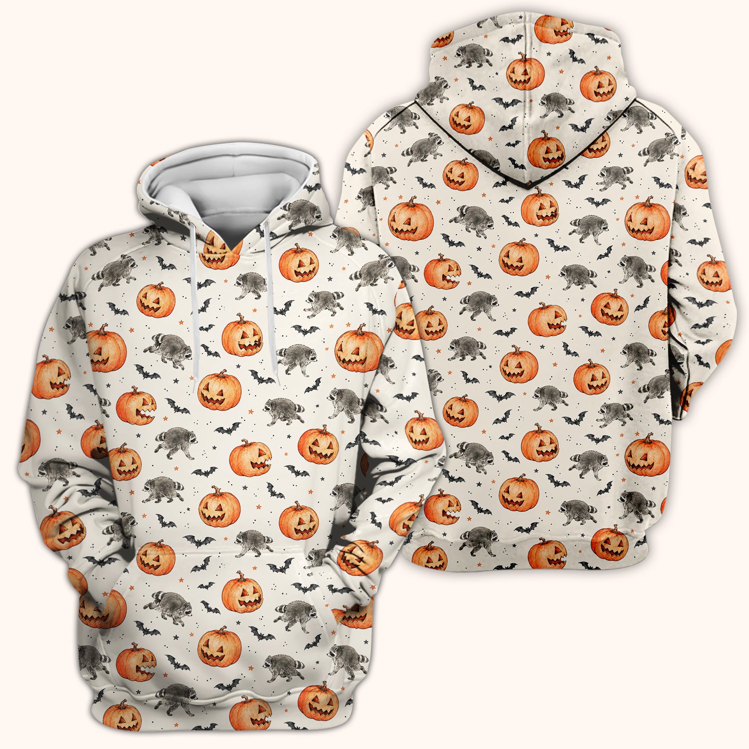 Spooky Halloween Raccoon And Pumpkin Scrub Top, Comfortable Scrubs for Nurses