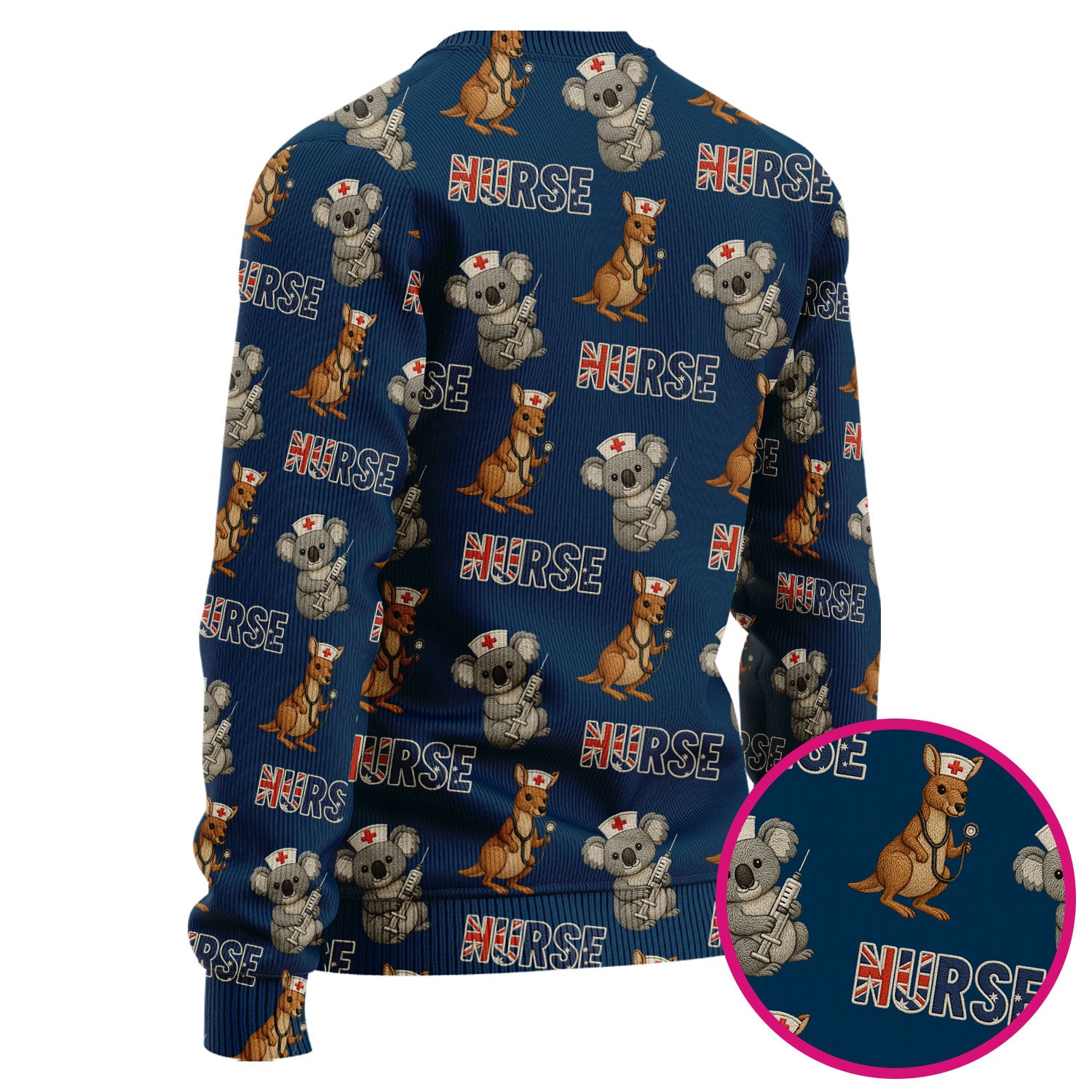 Cute Koala Kangaroo Scrub Set, Australian Nurse Pattern Shirt,  Breathable Fabrics Nursing Uniform