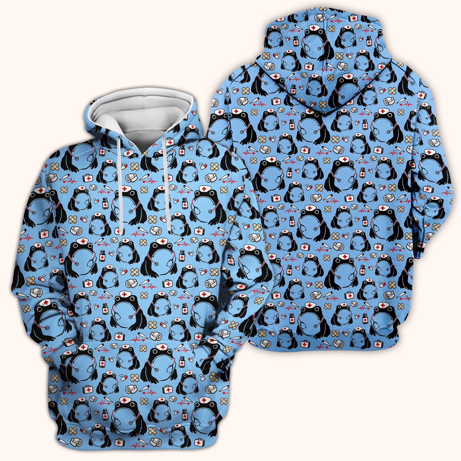 Cute Frog Nurse Medical Print Scrub Top, Comfortable Scrubs for Nurses
