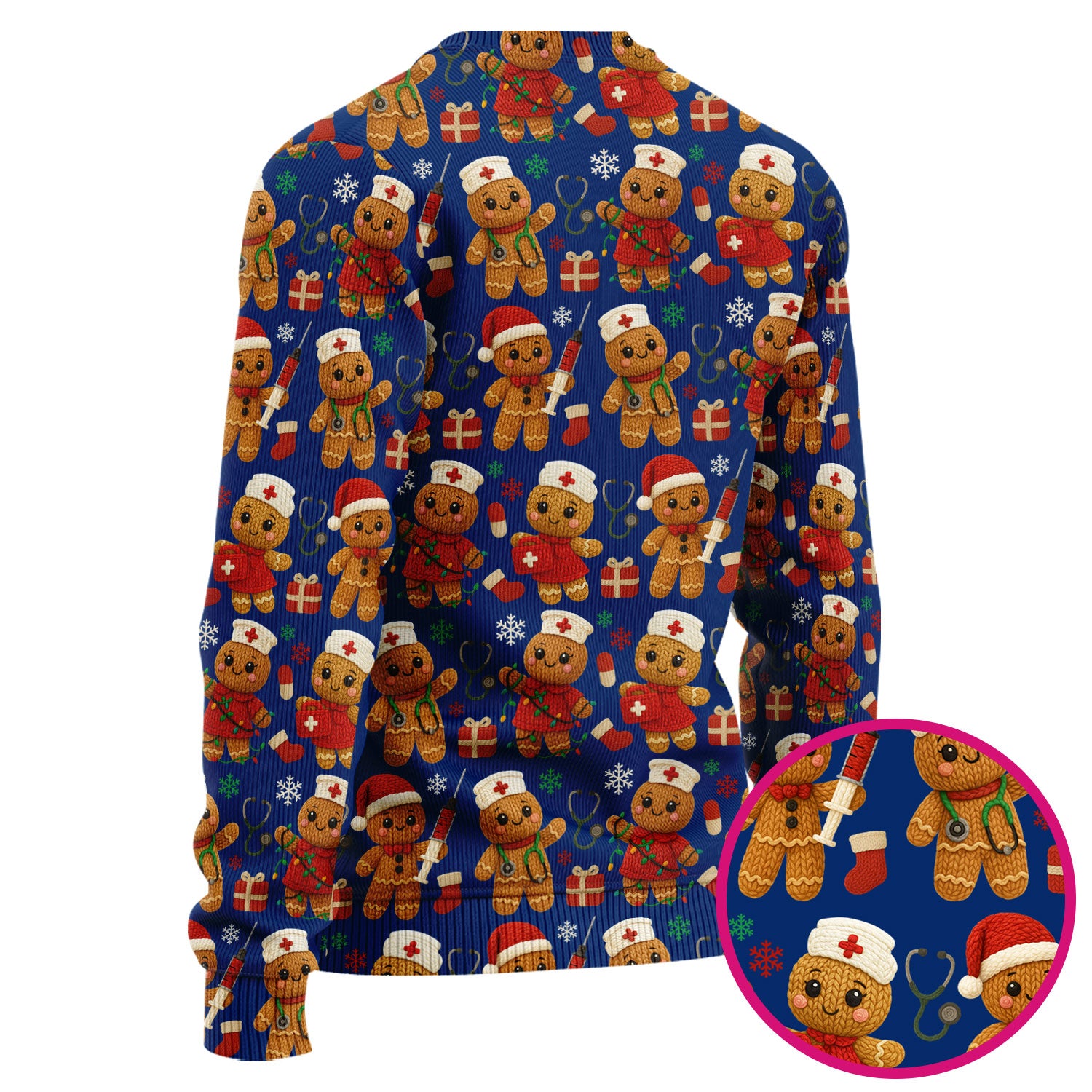 Cute Gingerbread Nurse Scrubs for Women - Christmas Pattern Scrub Top & Pants - Festive Holiday Scrubs with Charming Gingerbread Design