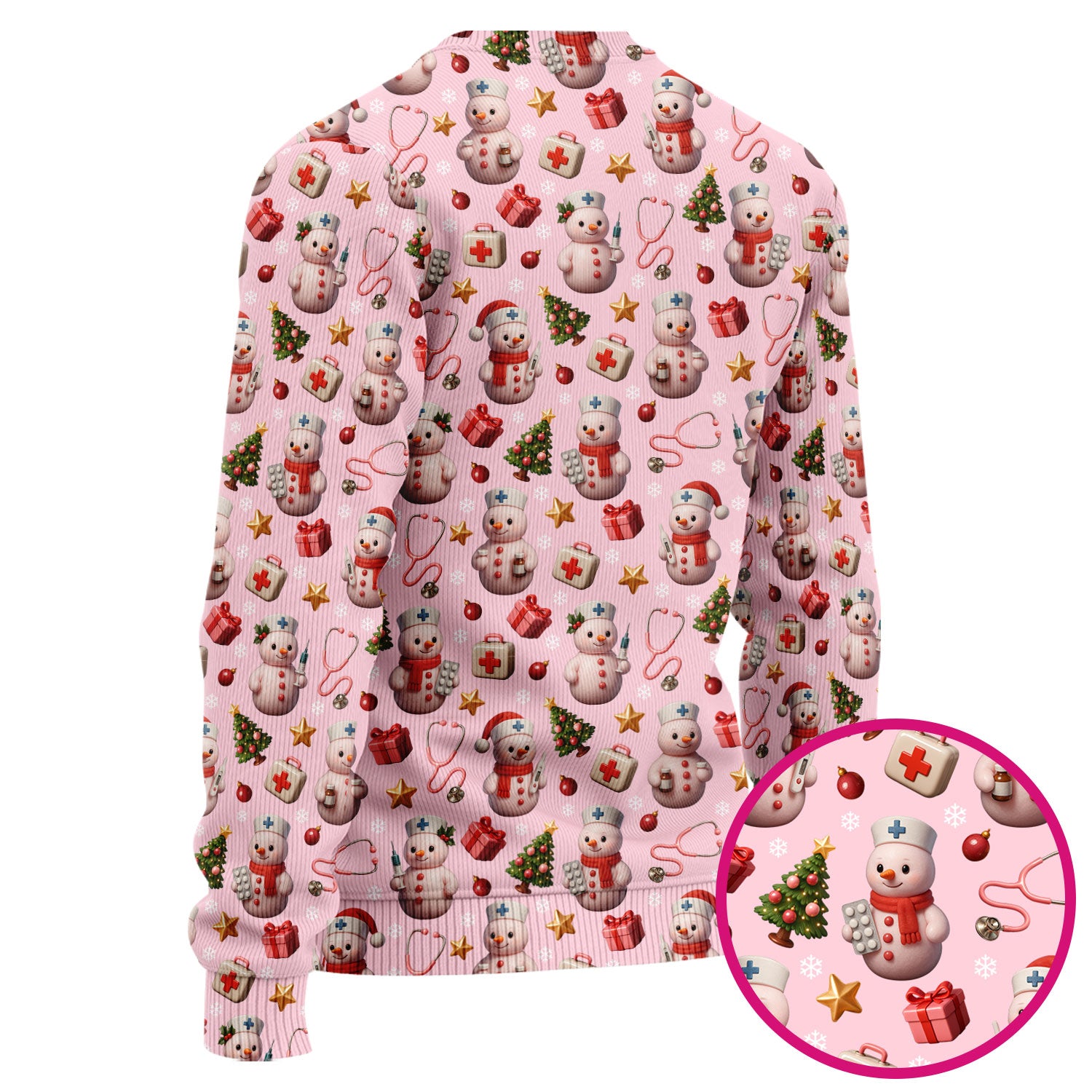 Snowman Pattern Christmas Scrub Set - Cute Holiday Medical Scrubs for Women - Funny Festive Nurse Gift for RN LPN CNA