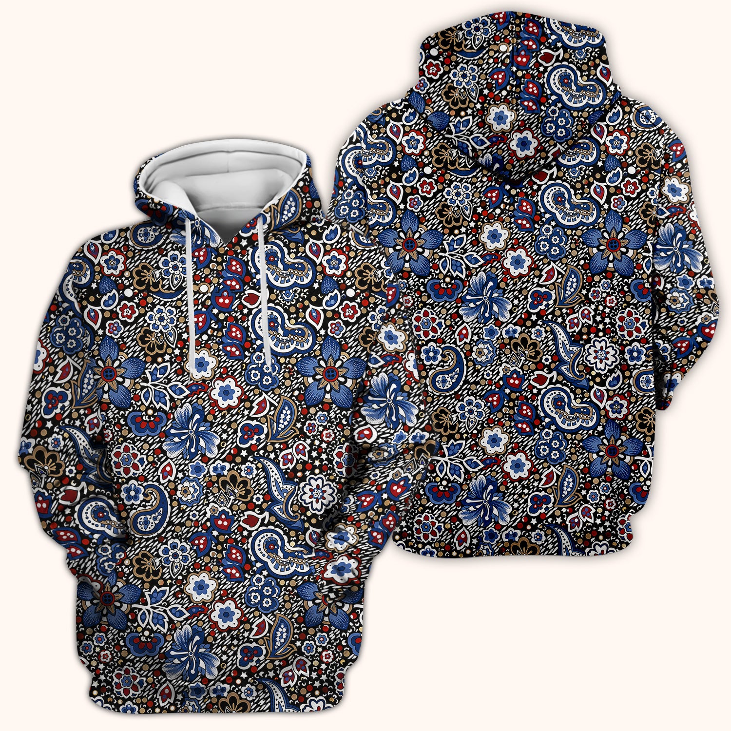 Classic Paisley Floral Pattern Scrub Top, Comfortable Scrubs for Nurses