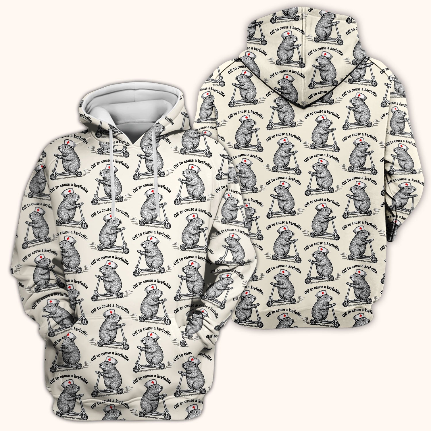 Funny Nurse Mouse Scooter Print Scrub Top, Comfortable Scrubs for Nurses