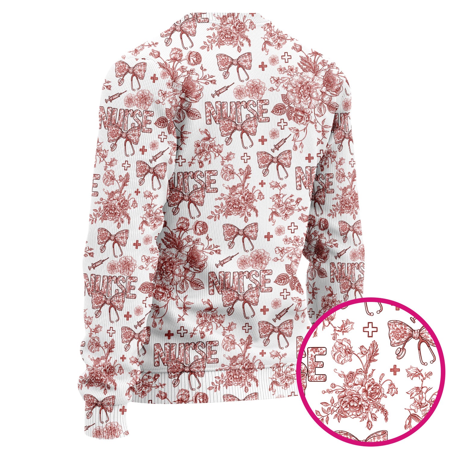 Toile de Jouy Nurse Scrub Set - Elegant Floral Pattern Scrubs for Women - Stylish Flower Medical Scrubs Gift for Healthcare Workers