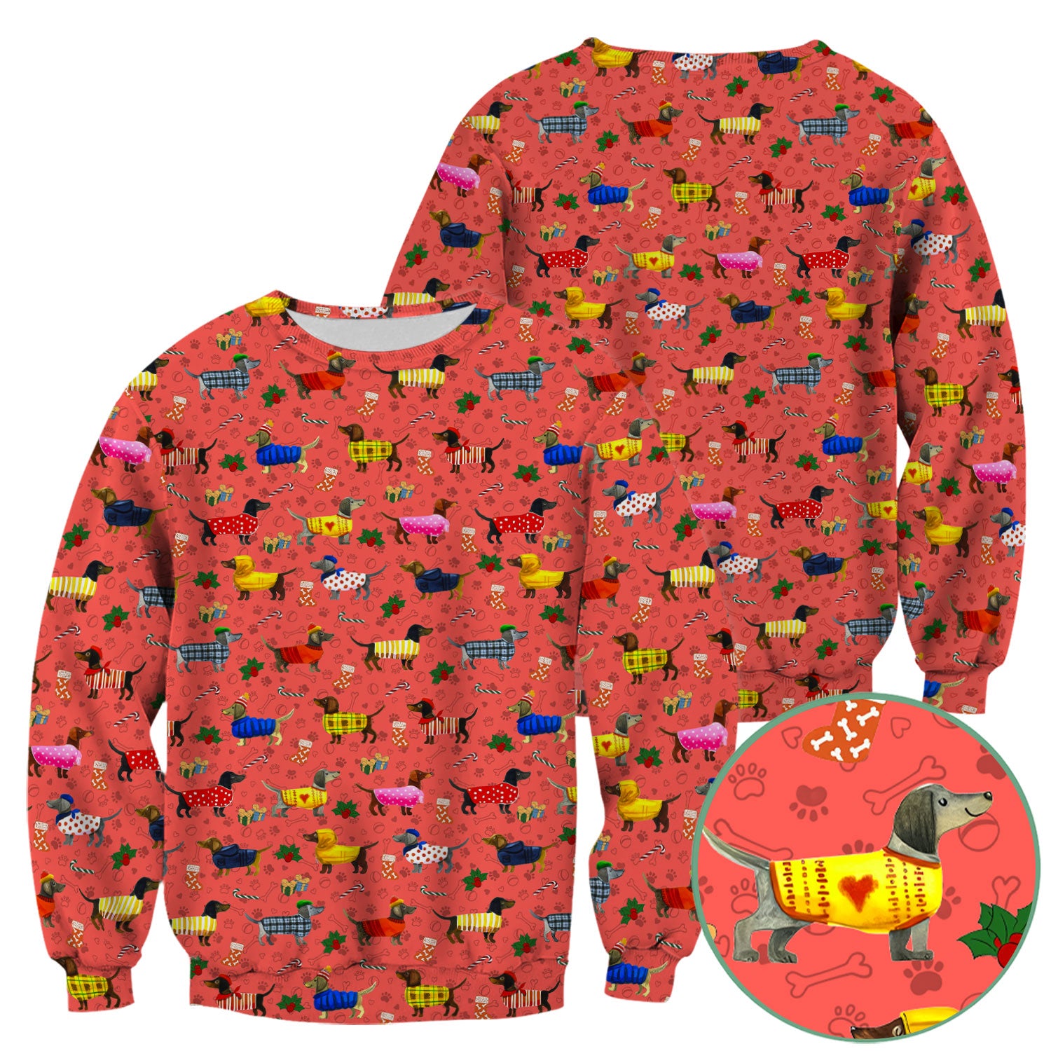 Dachshund Women Scrub Top - Funny Wiener Dog Paw Prints Nurse Uniform - Pet Lover Shirt for Nurses Doctors - Christmas Gift for Her