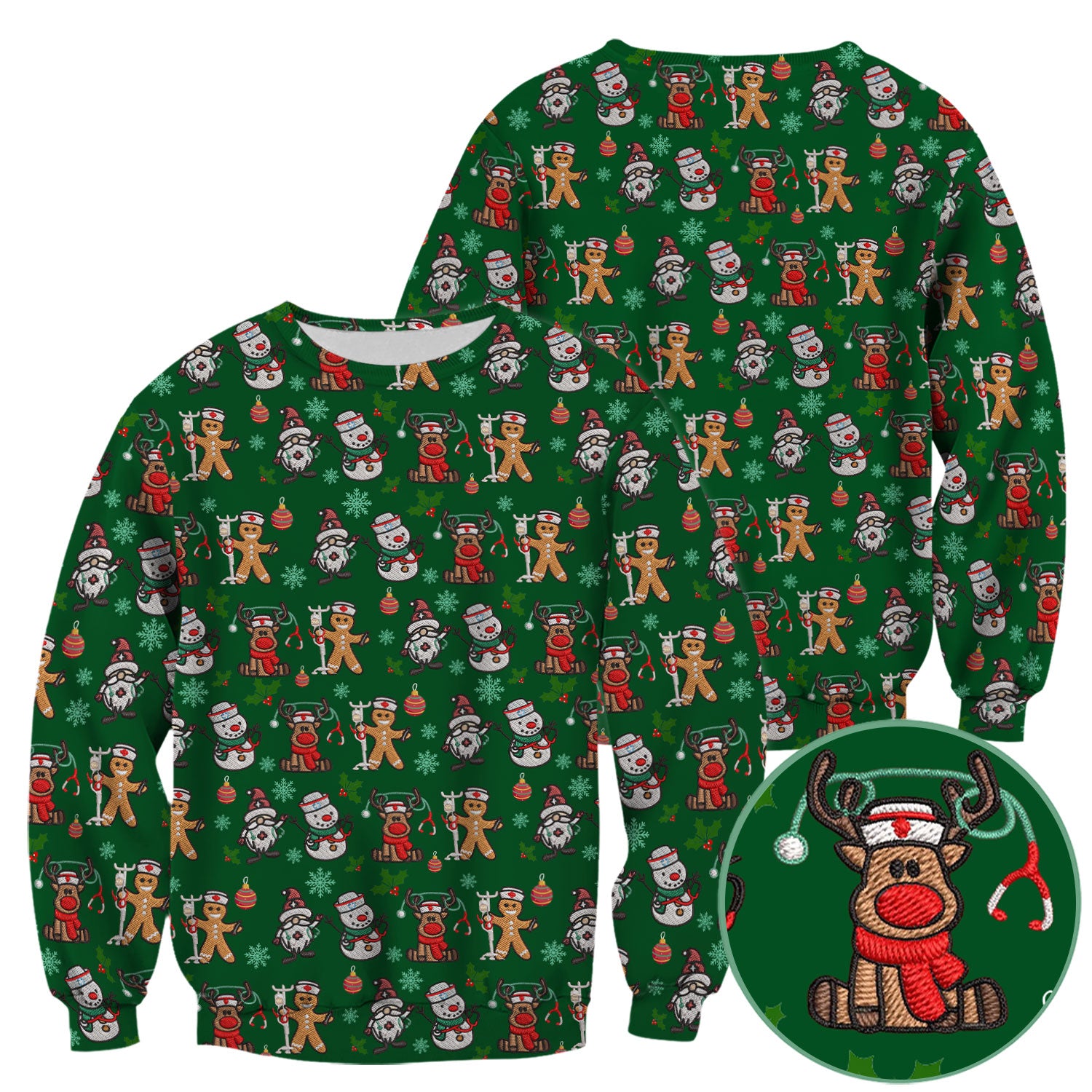 Reindeer Xmas Scrubs for Women - Gingerbread Cookies Shirts - Comfortable Scrubs for Nurses - Breathable Nursing Uniform