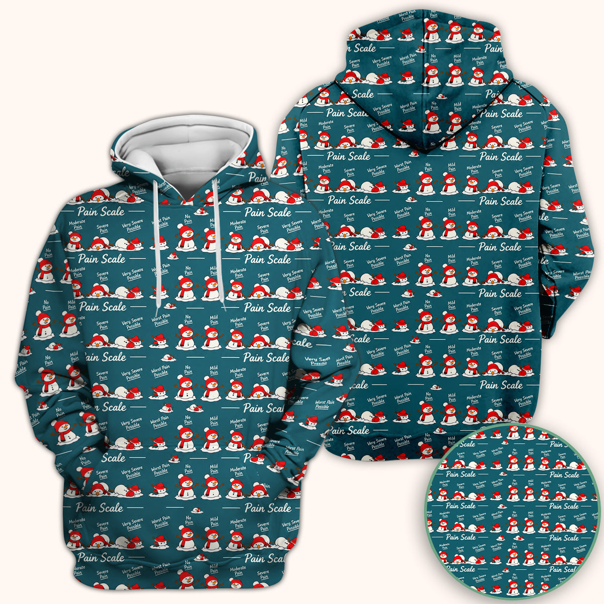 Funny Christmas Snowman Pain Scale Scrub Top, Comfortable Scrubs for Nurses