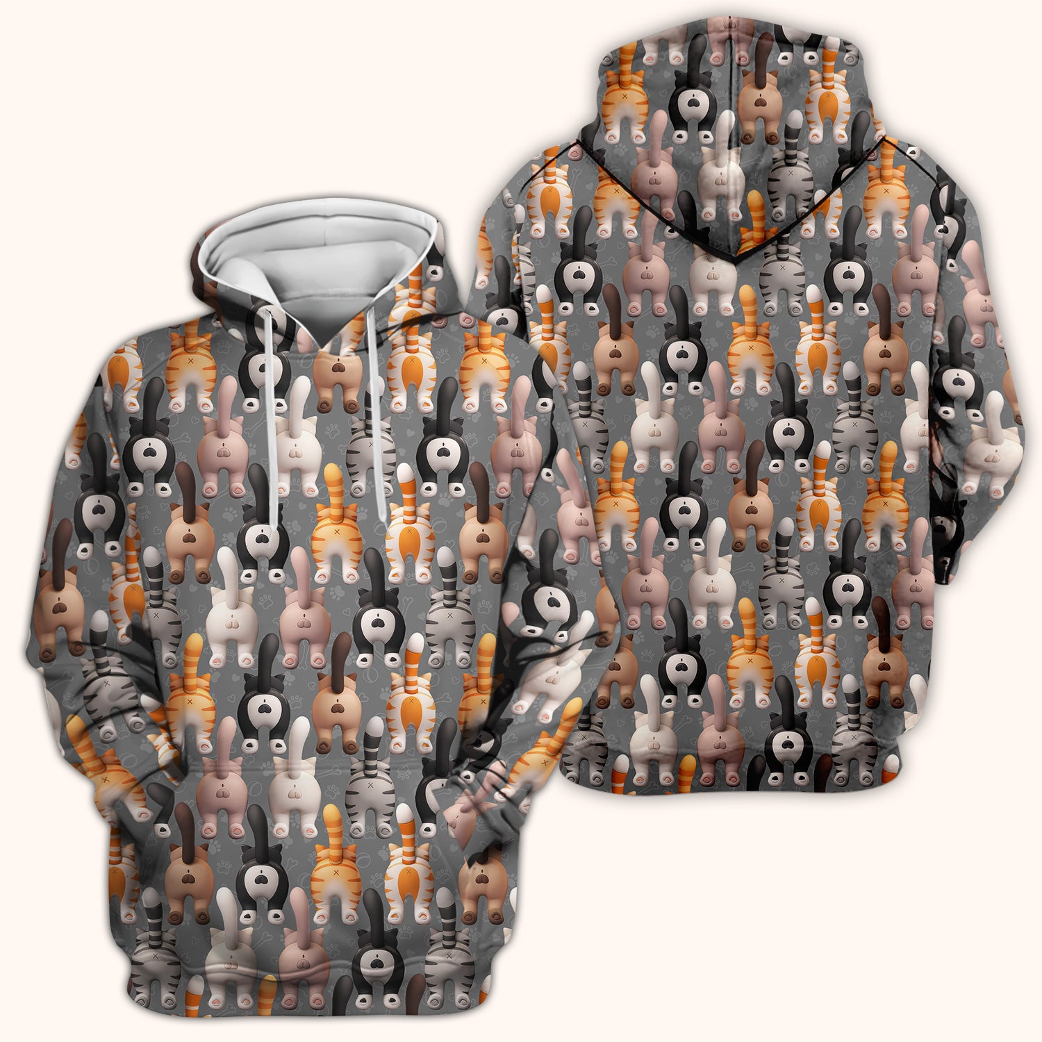 Funny Cat Butt Paw Print Pattern Scrub Top, Comfortable Scrubs for Nurses