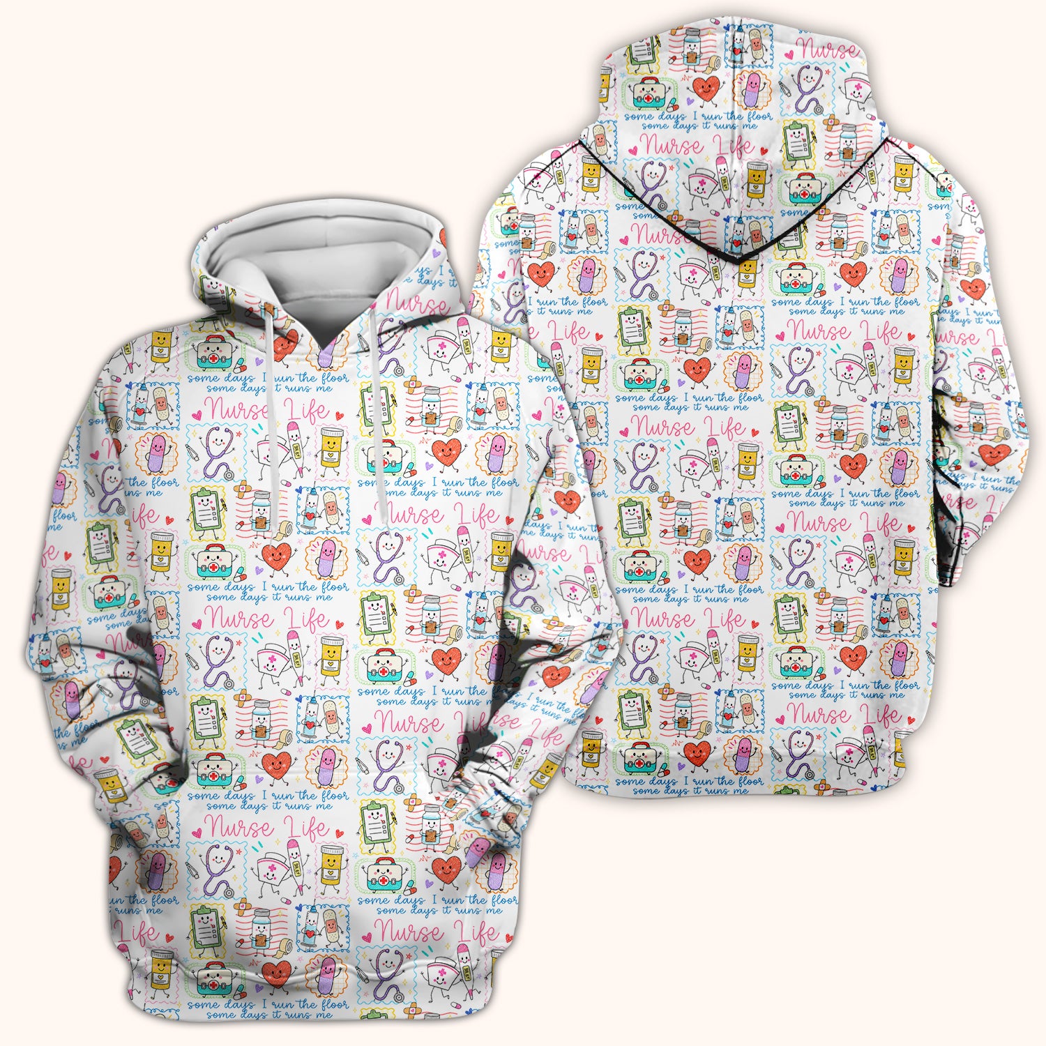Cute Nurse Life Doodle Pediatric Nurse Scrub Top, Comfortable Scrubs for Nurses