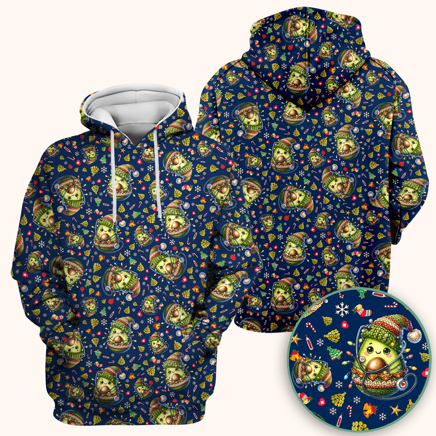 Avocado Scrub Top for Nurse - Funny Christmas Nursing Shirt - Cute Holiday Medical Uniform for Women RN LPN CNA