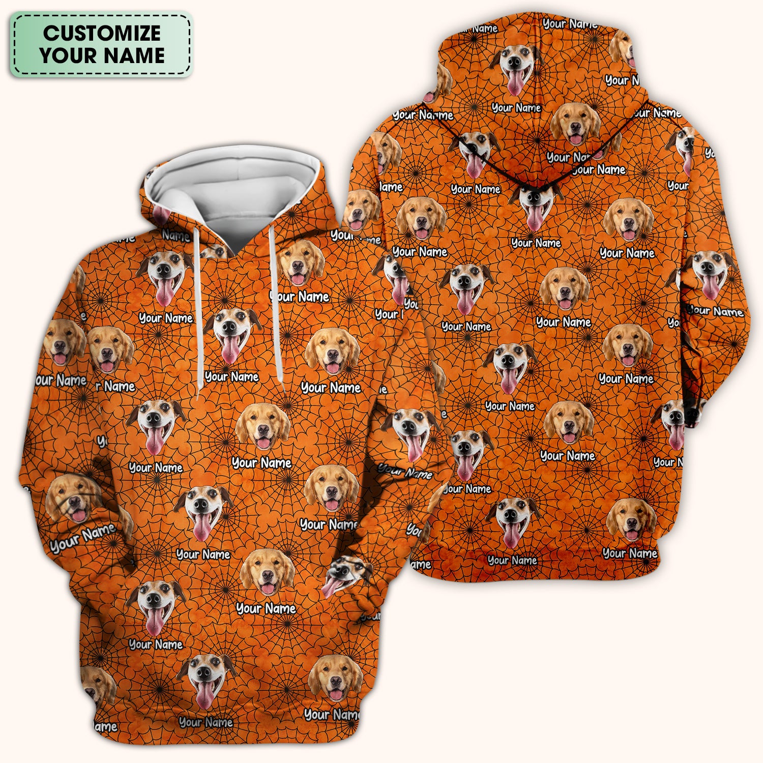 Personalized Halloween Dog Photo Spiderweb Scrub Top, Comfortable Scrubs for Nurses