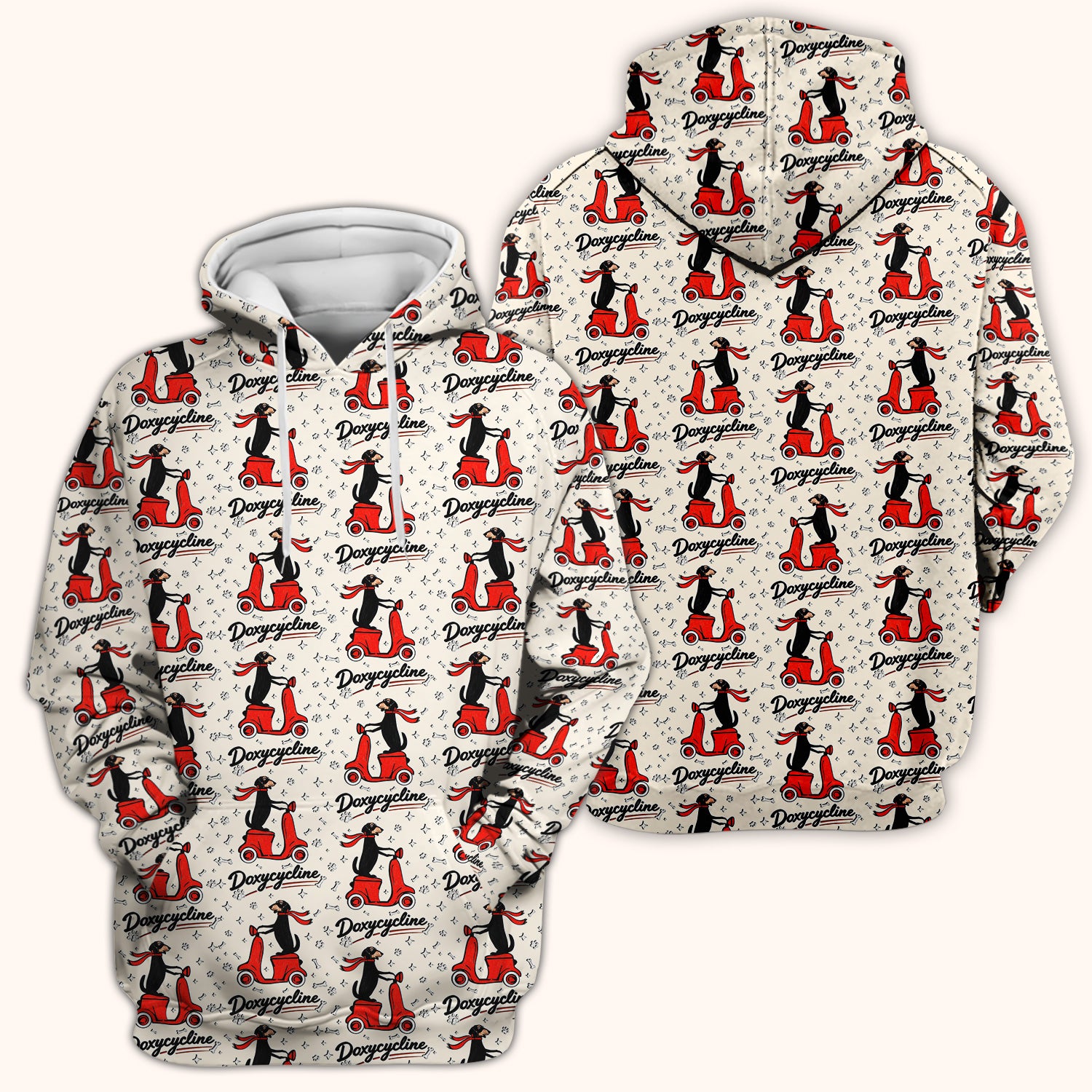 Funny Dachshund Riding Scooter Doxycycline Print Scrub Top ,Comfortable Scrubs for Nurses