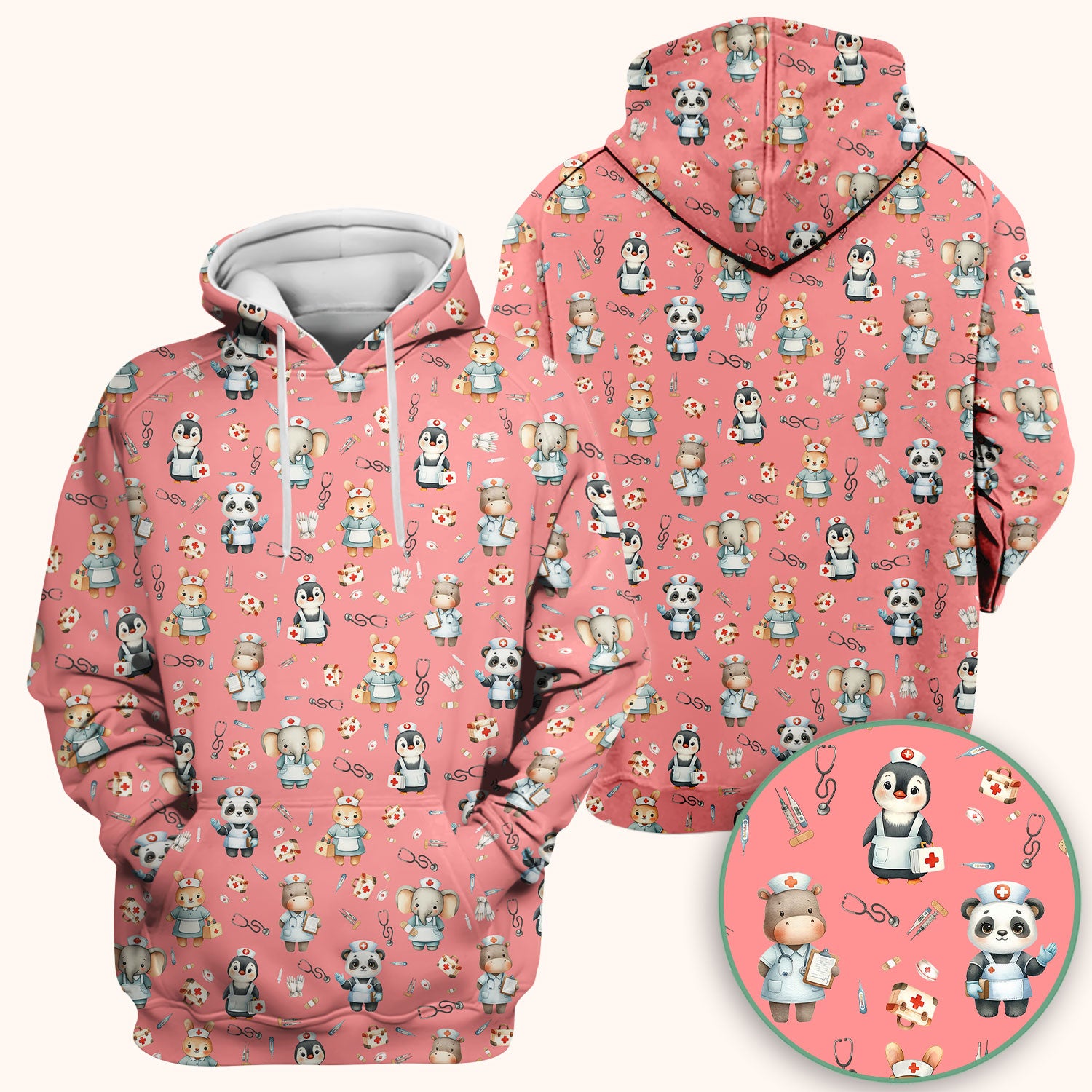 Cute Animal Scrub Top for Women - Funny Panda Rabbit Penguin Shirt - Breathable Med Uniform - Comfortable Scrubs for Nurses