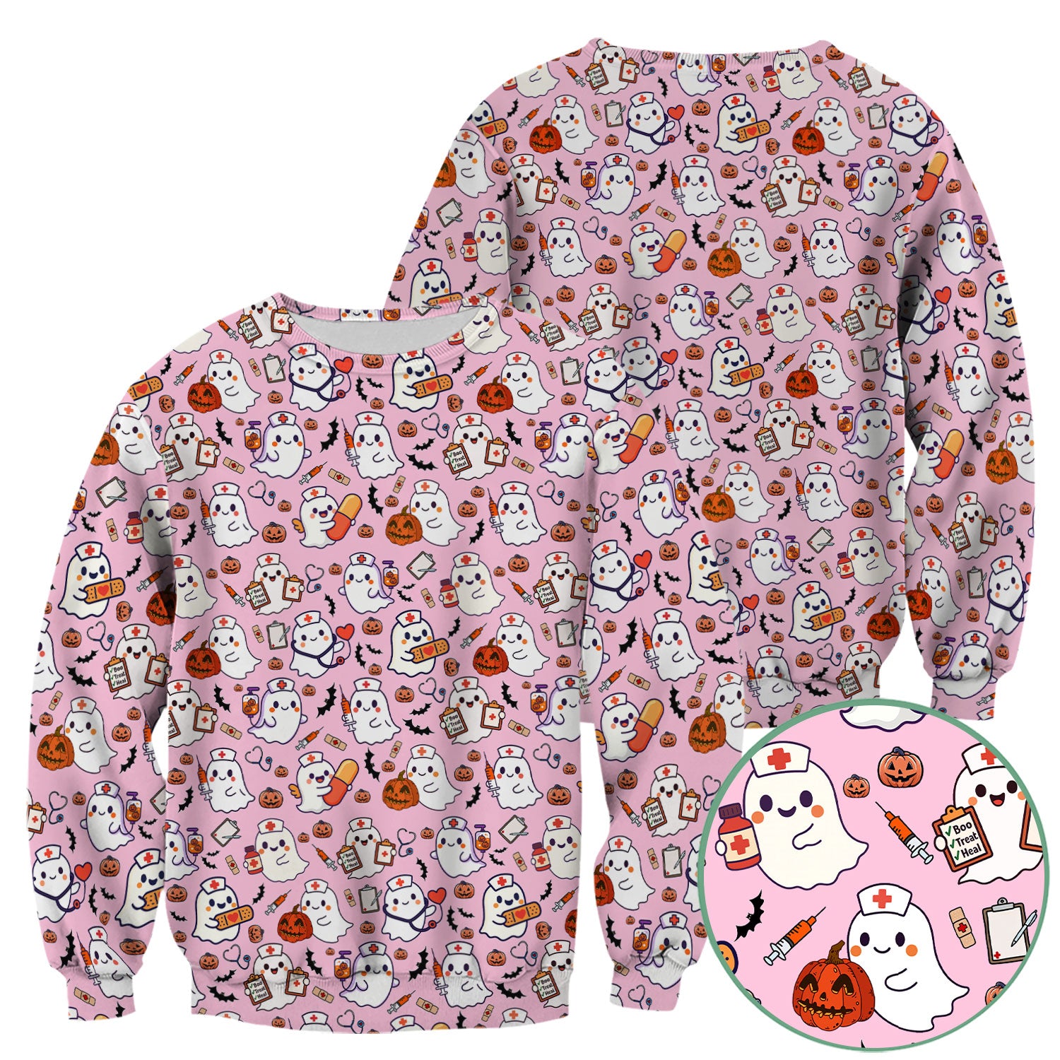 Boo Halloween Scrub Top - Pumpkin Shirt Womens - Comfortable Scrubs for Nurses - Breathable Fabrics Nursing Uniform