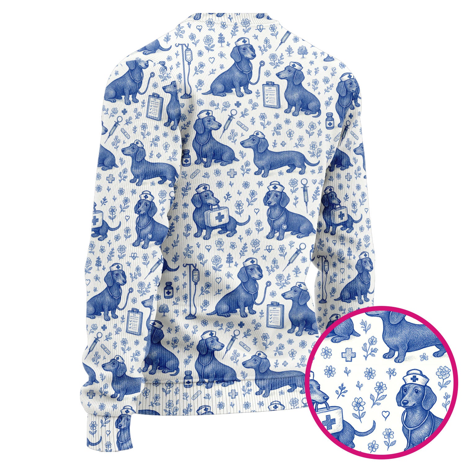 Vintage Dachshund Scrub Set - Artistic Dog Pattern Medical Scrubs - Cute Pet Lover Nurse Gift for Women