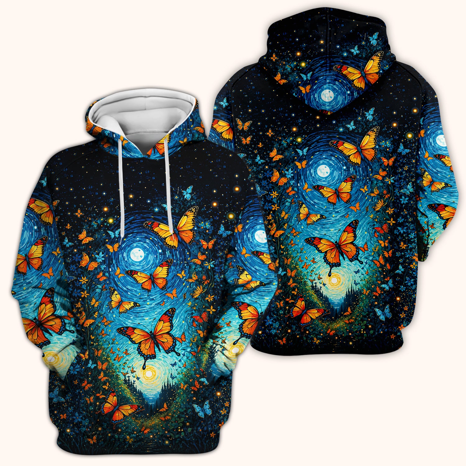 Moonlit Butterfly Nurse Scrub Top for RN, CNA, Pediatric Nurses, Floral Uniform