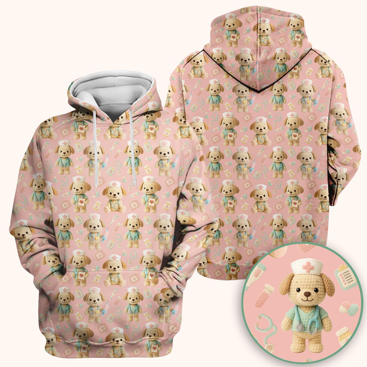 Cute Labrador Scrub Top for Nurse - Pastel Crochet Dog Medical Scrubs - Adorable Puppy Med Uniform Gift for Women