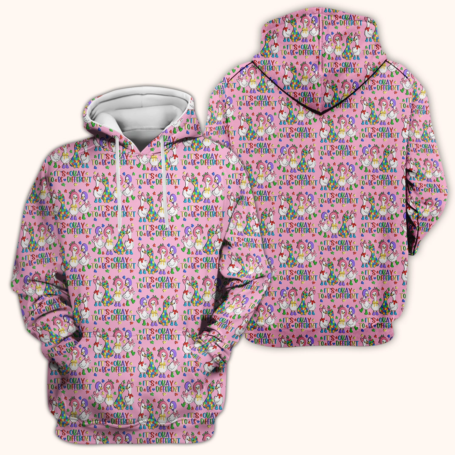 It’s Okay To Be Different Duck Pattern Scrub Top, Comfortable Scrubs For Nurses