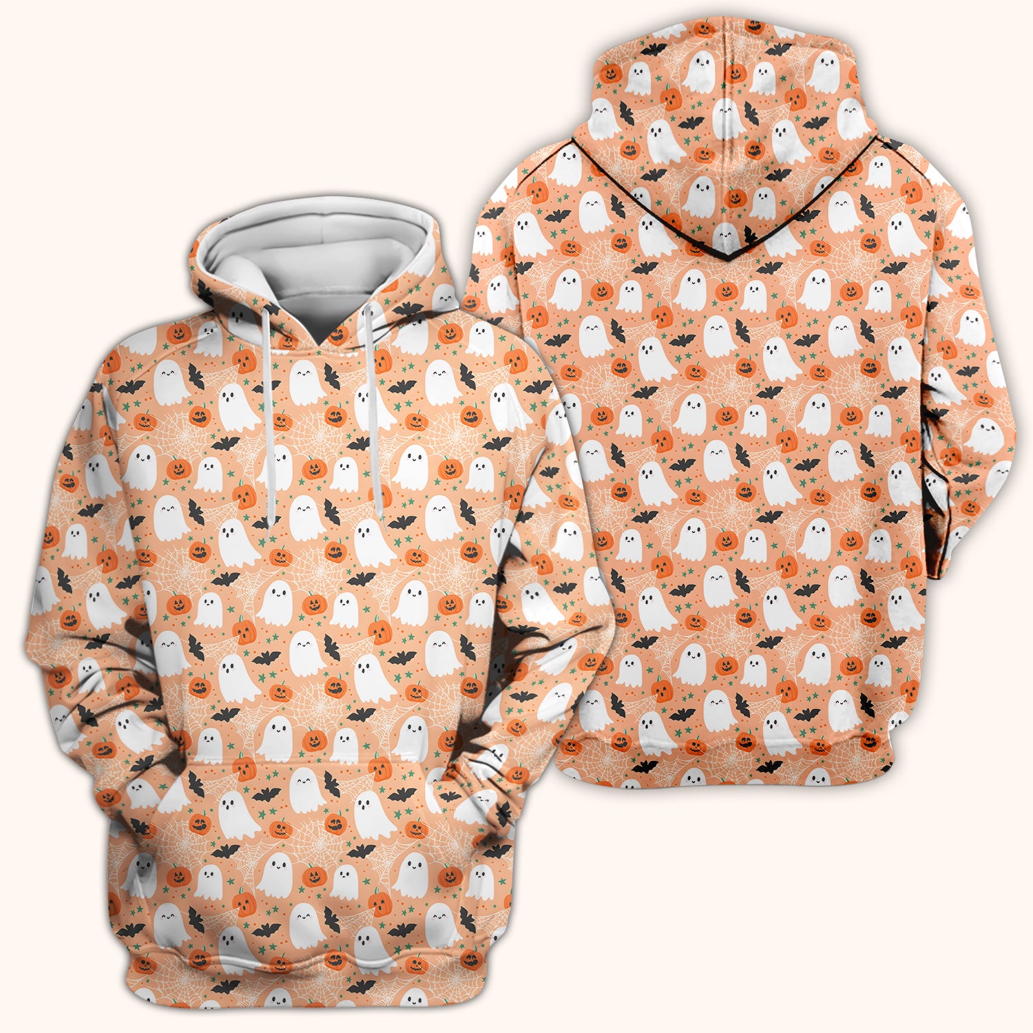 Cute Halloween Ghost And Pumpkin Scrub Top, Comfortable Scrubs for Nurses