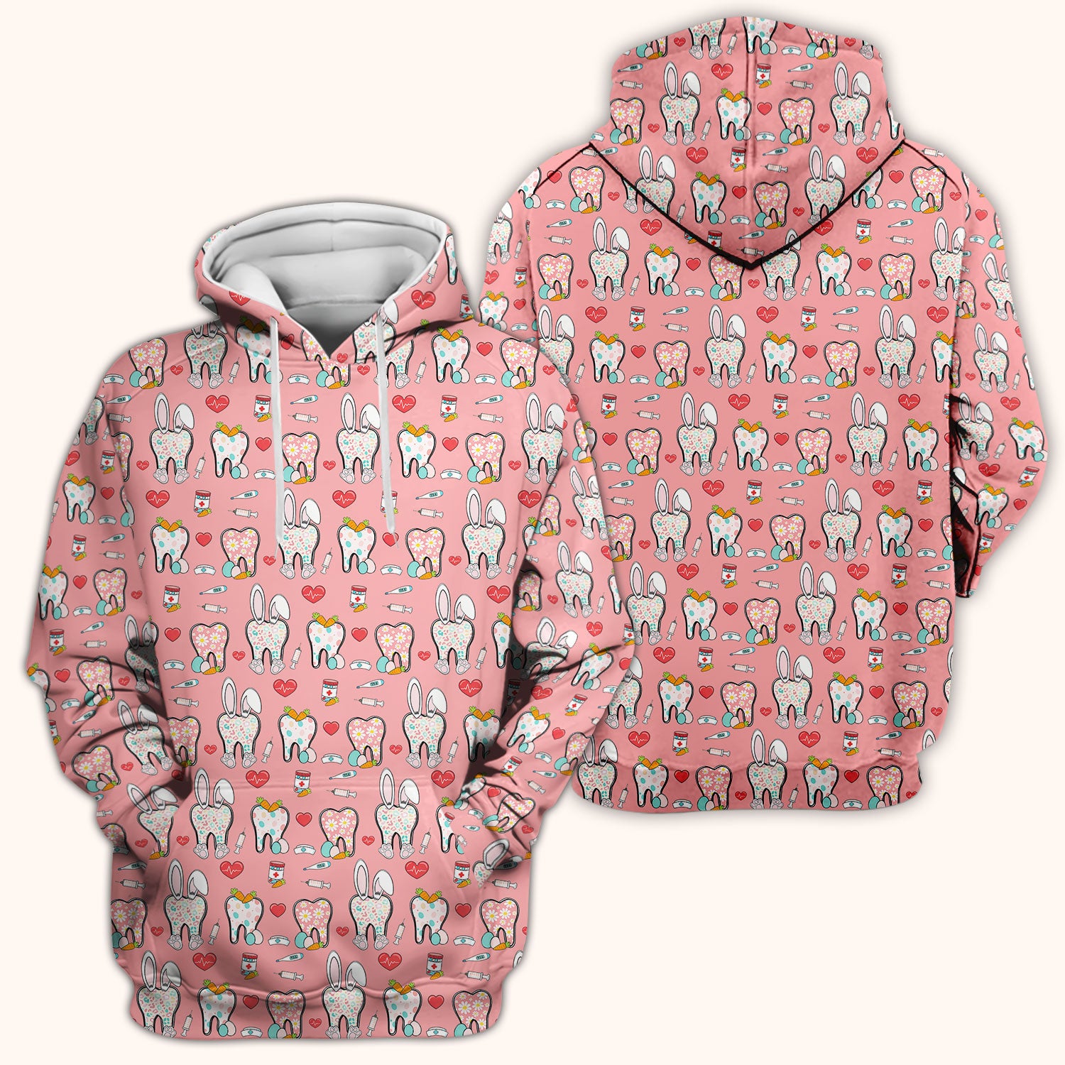 Playful Bunny Dentist Illustration Medical Scrub Top, Comfortable Scrubs for Nurses, Easter
