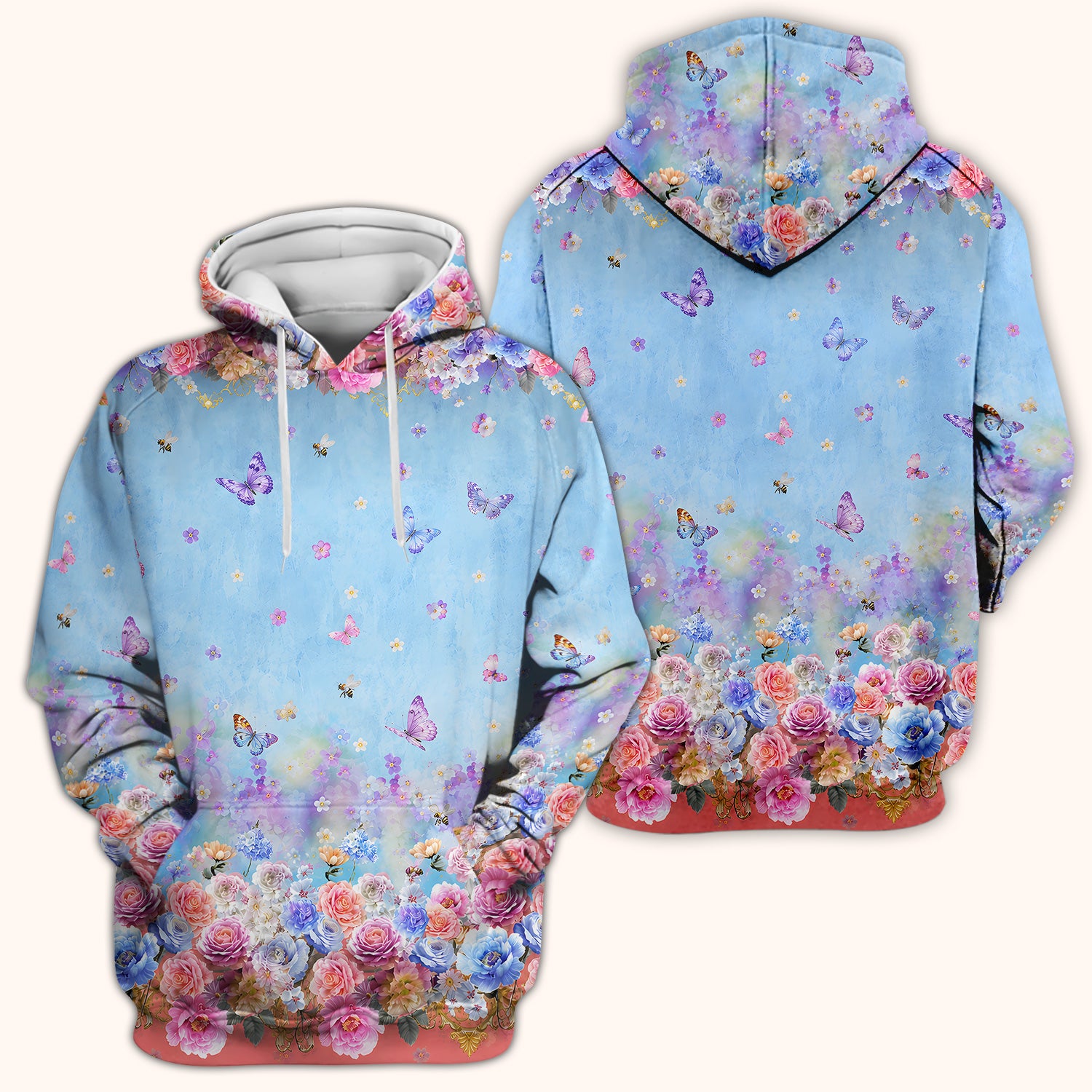 Pastel Flower Garden Print Scrub Top, Comfortable Scrubs for Nurses