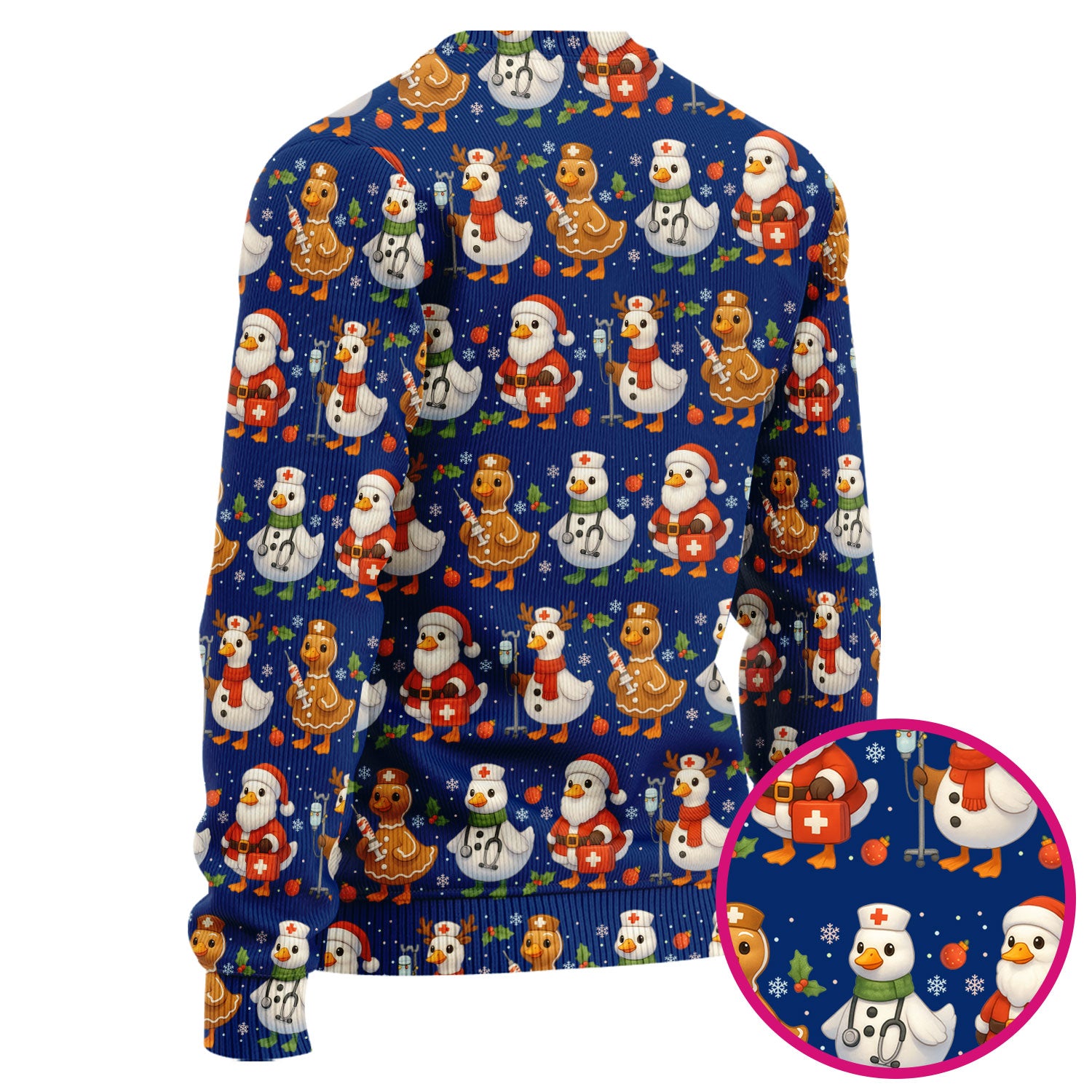 Funny Goose Christmas Scrubs for Women - Festive Holiday Pattern Scrub Top & Pants - Cute Christmas Scrubs with Charming Goose Print