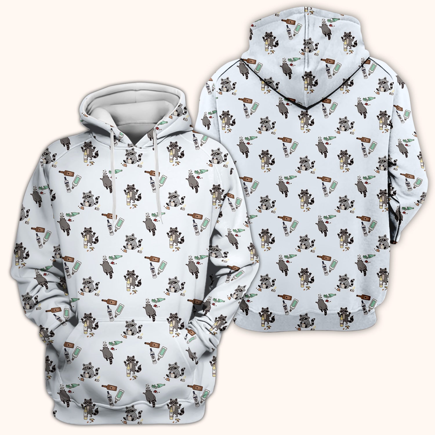 Messy Drunk Raccoon Pattern Scrub Top, Comfortable Scrubs for Nurses