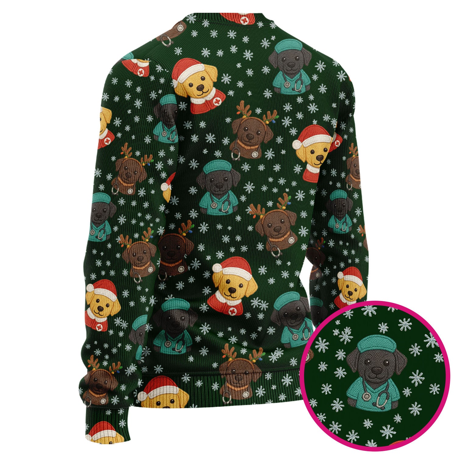 Christmas Dog Pattern Ugly Sweater, Cute Puppy Nurse Sweater, Holiday Nursing Uniform