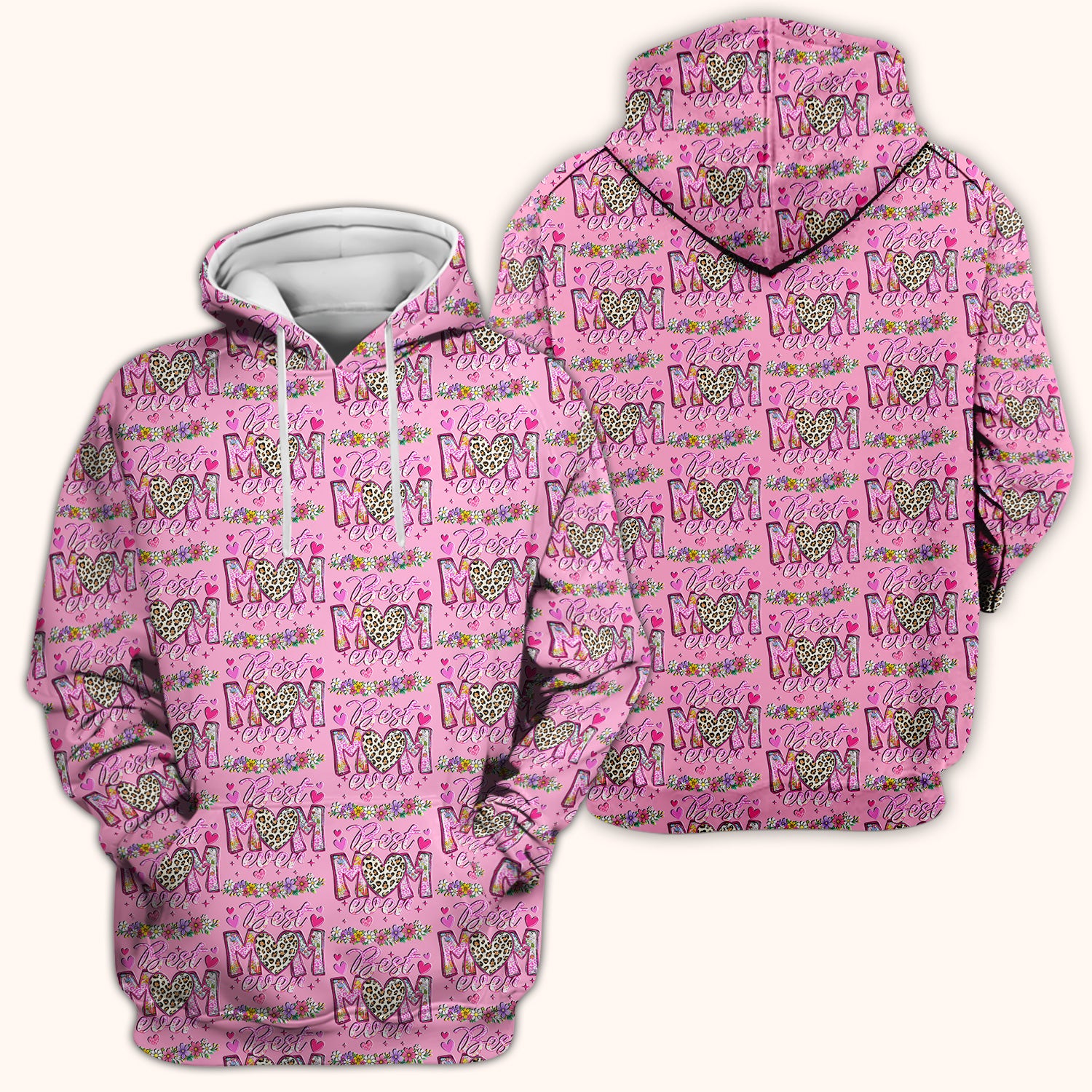 Best Mom Ever Leopard Heart Floral Pattern Scrub Top, Comfortable Scrubs for Nurses