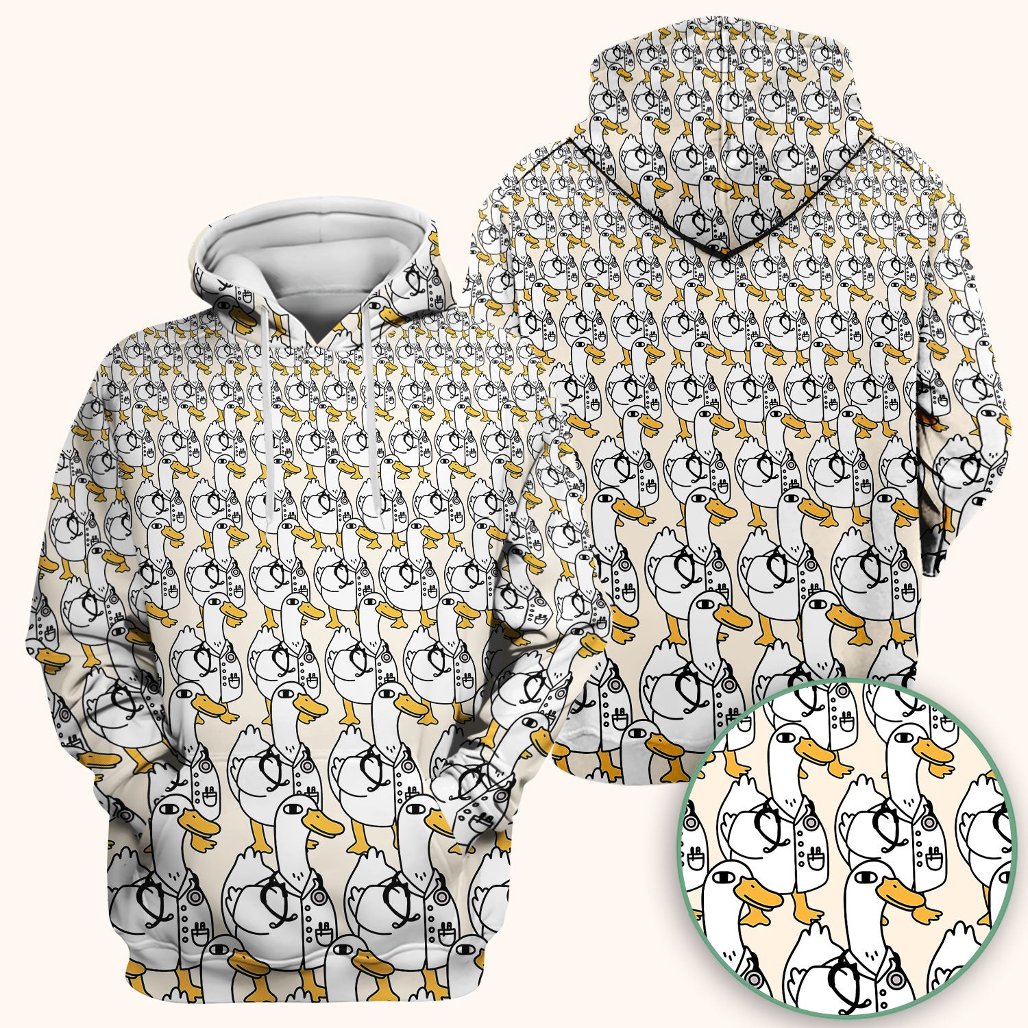 Funny Duck Scrub Top for Women - I'm a Doctor Shirt - Cute Duck In The Row - Breathable Fabrics Nursing Uniform