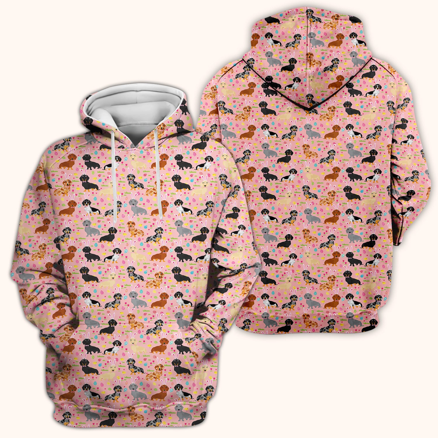 Easter Dachshund Dog Pattern Scrub Top, Comfortable Scrubs for Nurses