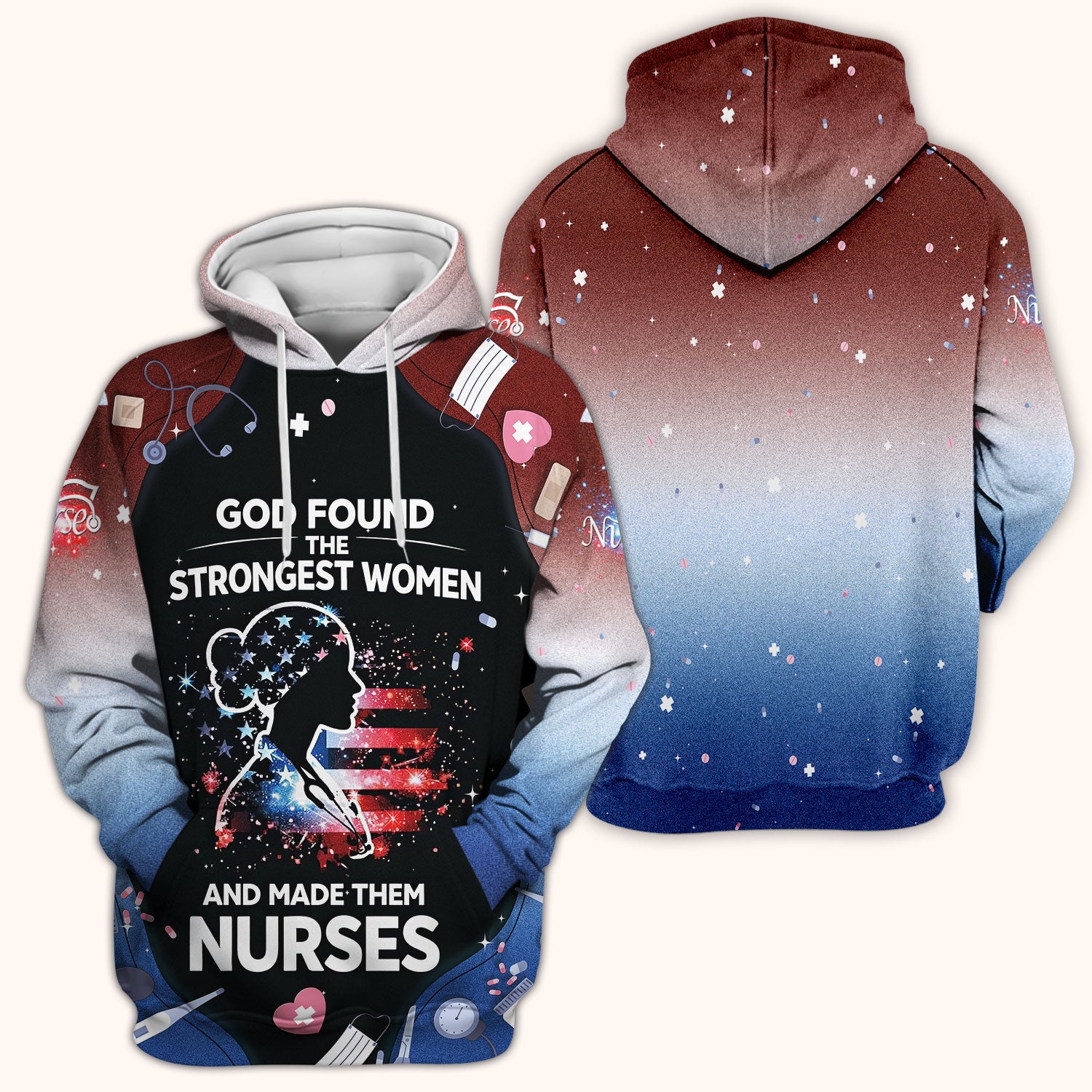 God Found the Strongest Women Nurse Scrub Top, Breathable Fabrics Nursing Uniform