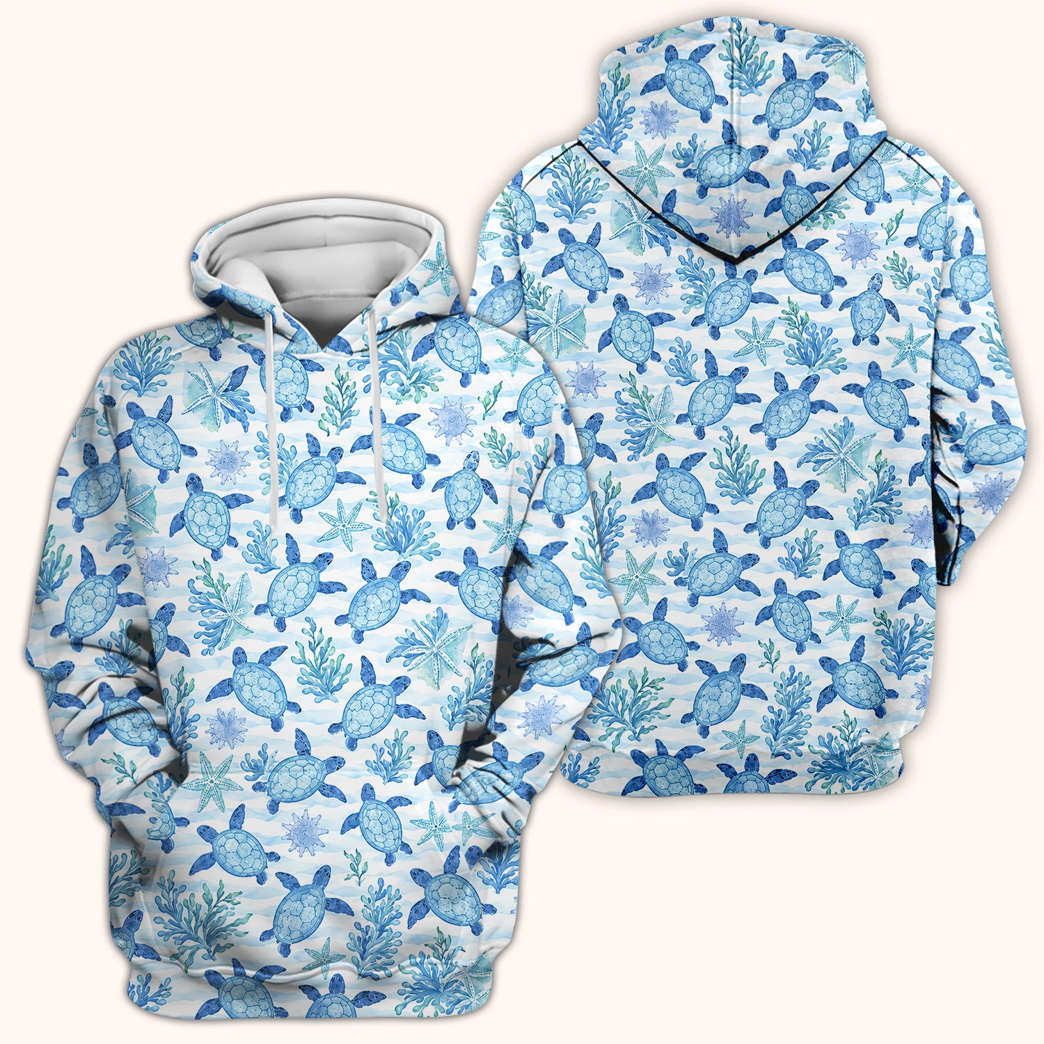 Cute Coastal Sea Turtle Coral Pattern Scrub Top, Comfortable Scrubs for Nurses