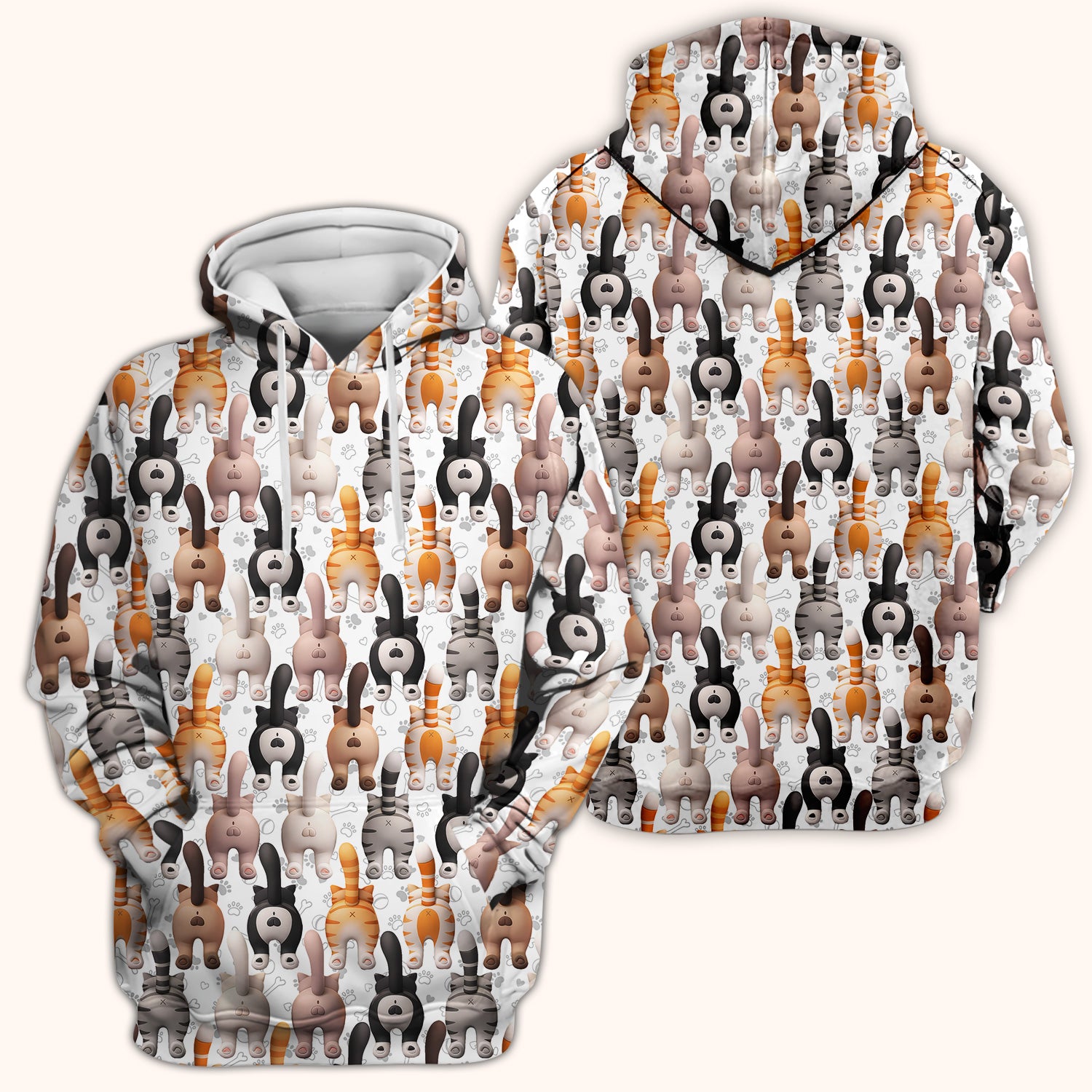 Funny Cat Butt Paw Print Pattern Scrub Top, Comfortable Scrubs for Nurses