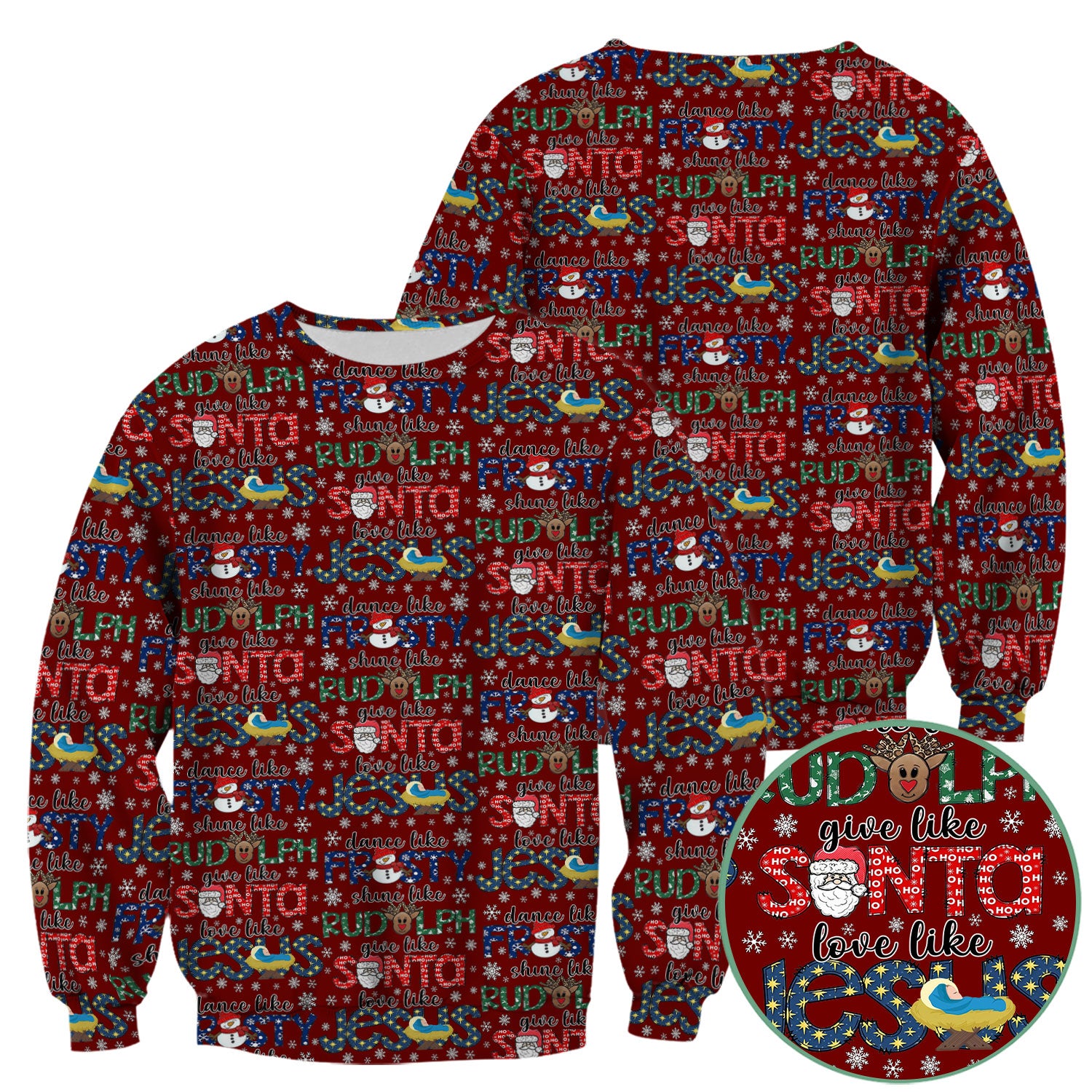 Xmas Rudolph Comfortable Scrubs for Nurses - God Santa Shirt - Breathable Fabrics Nursing Uniform Gift for RN CNA LPN