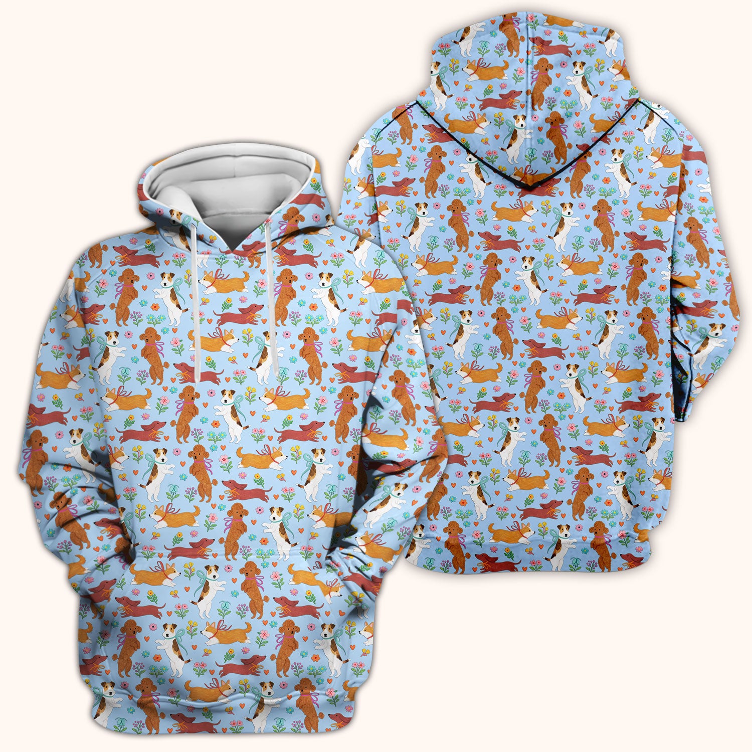 Cute Cartoon Dog Print Nurse Scrub Top, Comfortable Scrubs for Nurses