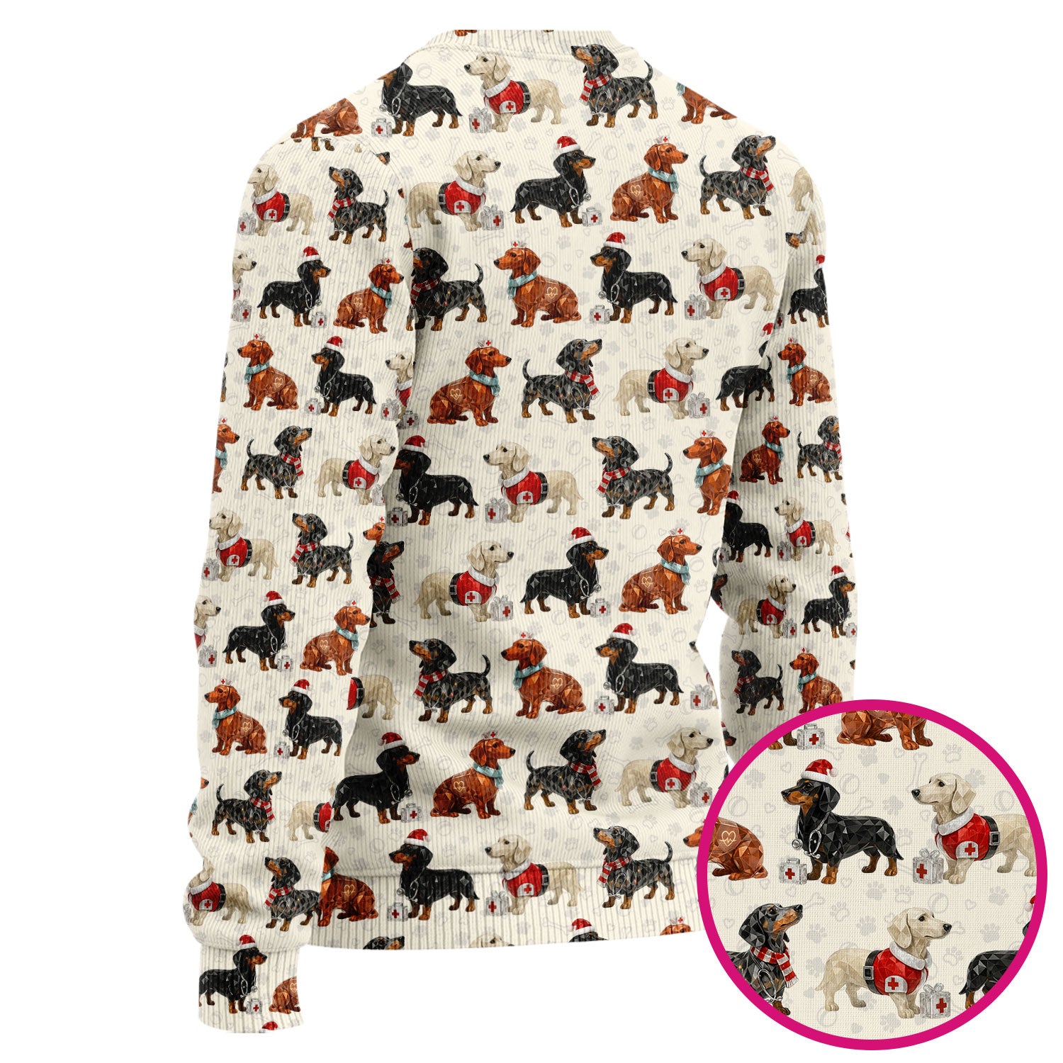 Funny Dachshund Christmas Nurse Ugly Sweater, Holiday Dog Medical Pullover For Nursing