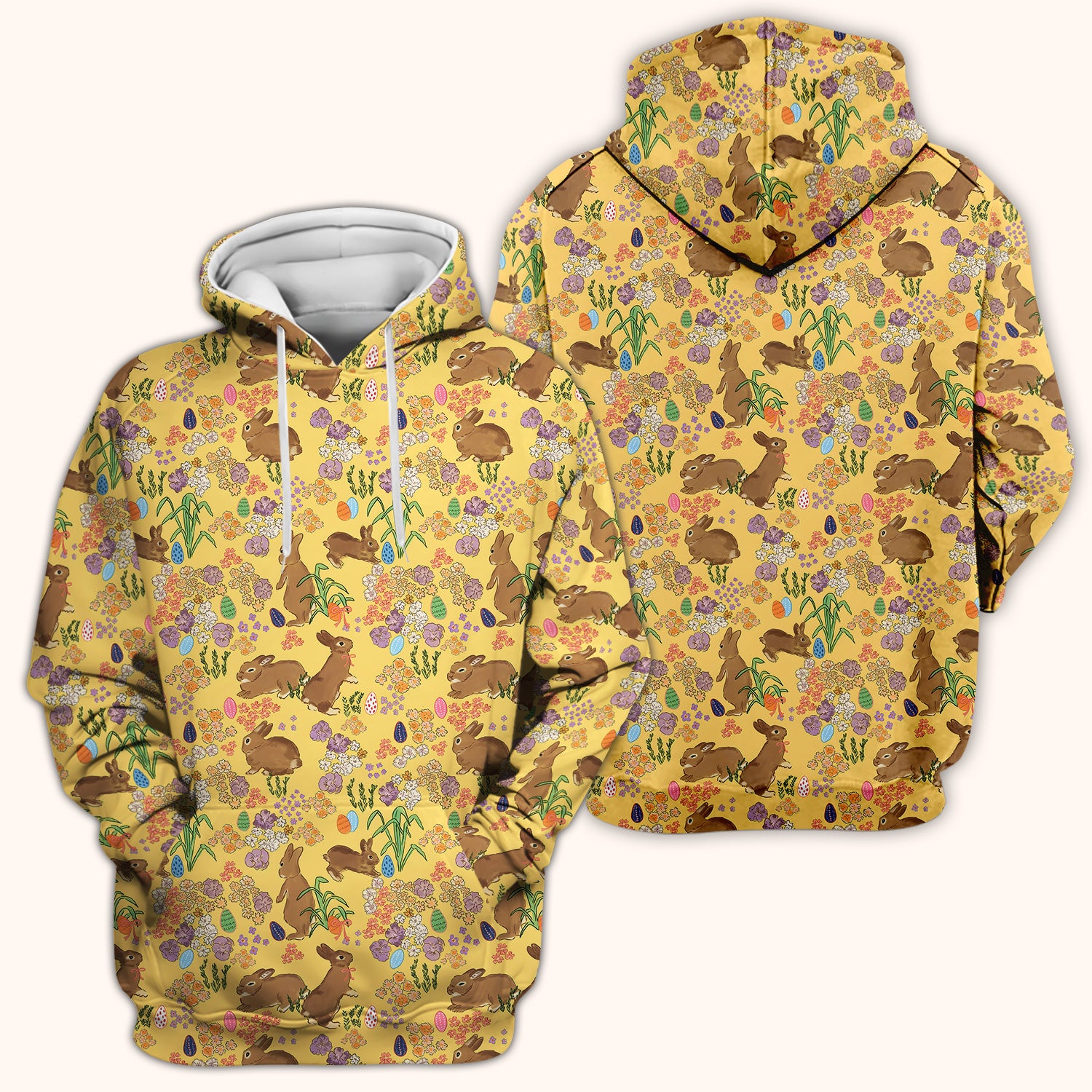 Cute Easter Bunny Pattern Scrub Top, Comfortable Scrubs for Nurses