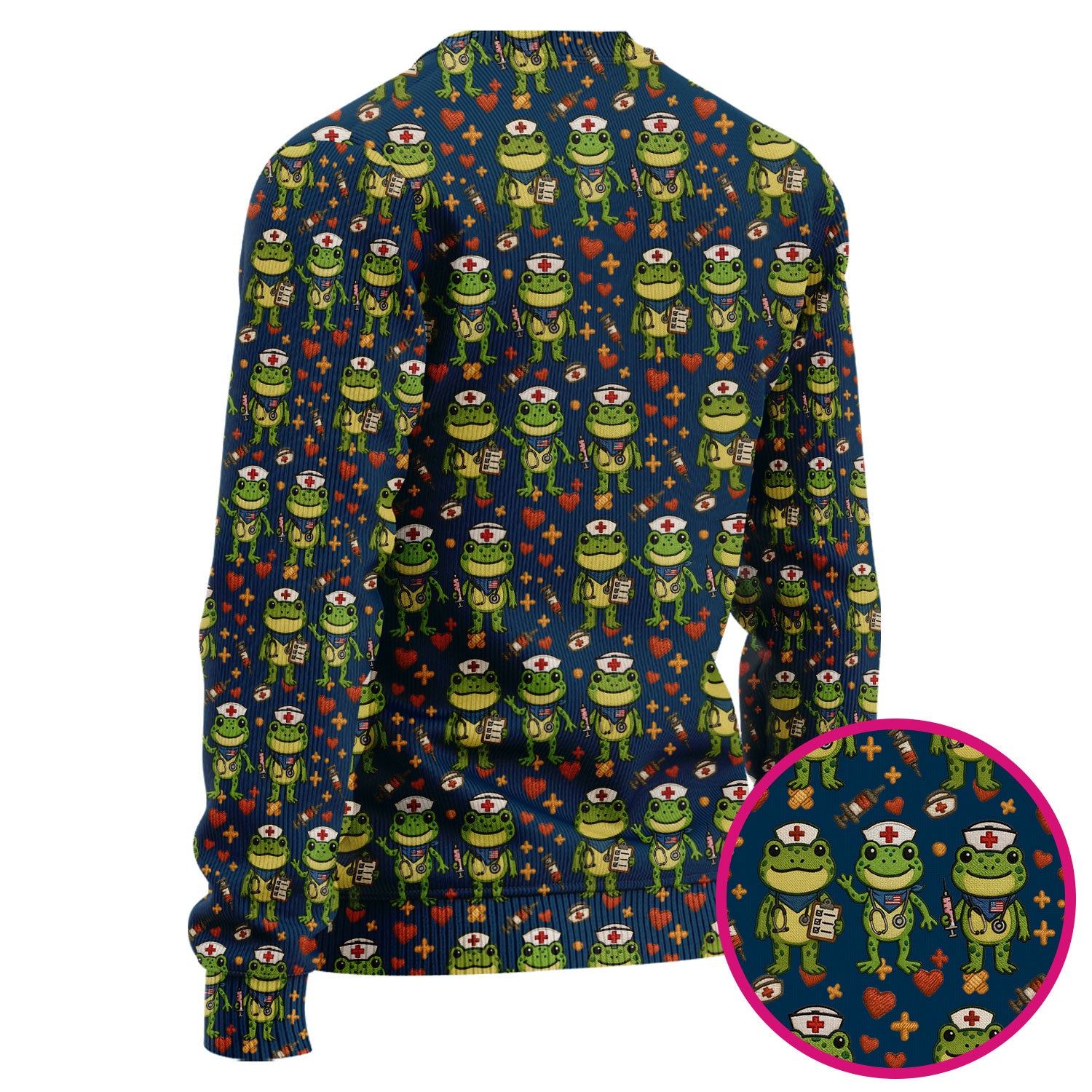 Frog Pattern Ugly Sweater, Cute Frog Sweater, Gift For Nursing