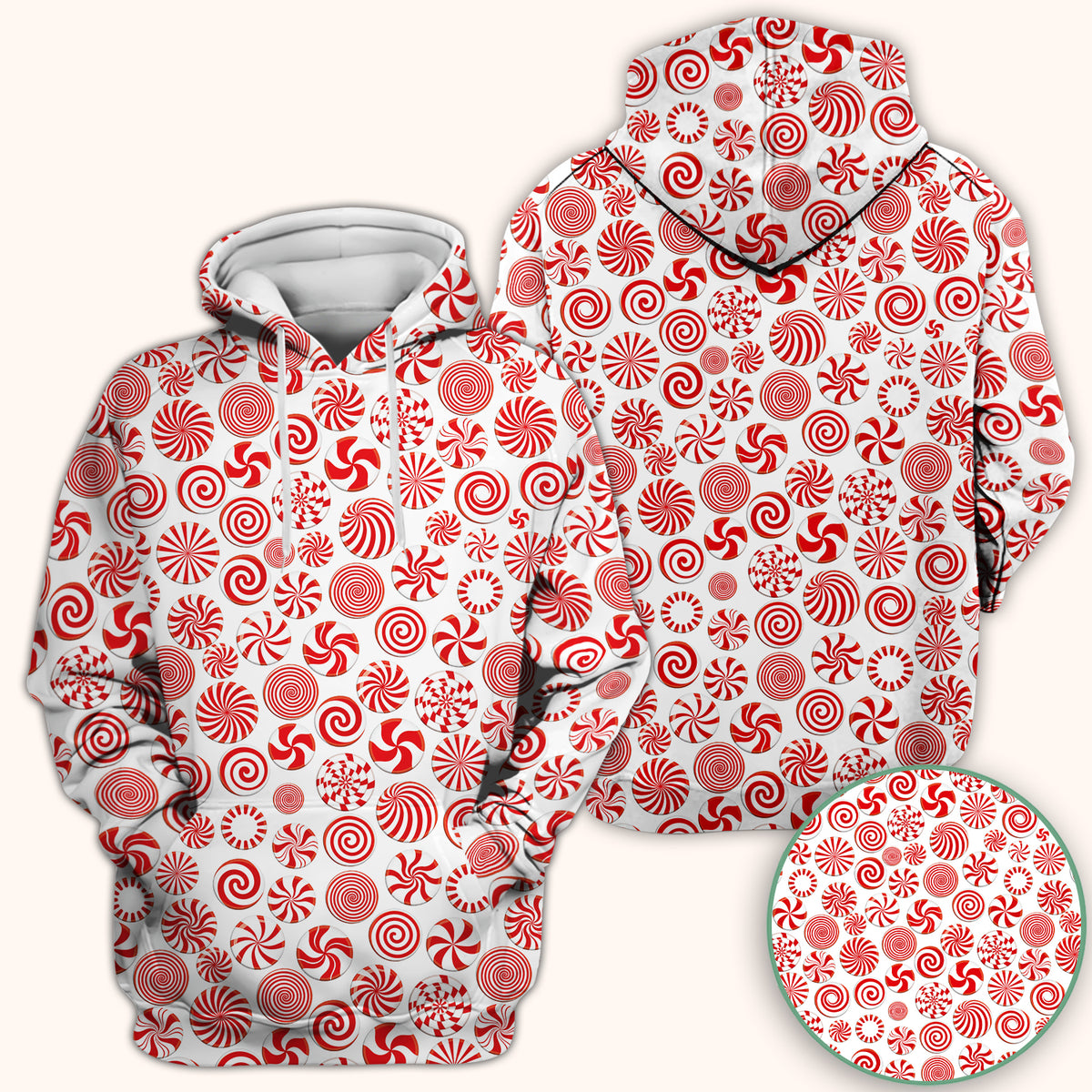 Christmas Peppermint Candy Pattern Scrub Top, Comfortable Scrubs for Nurses