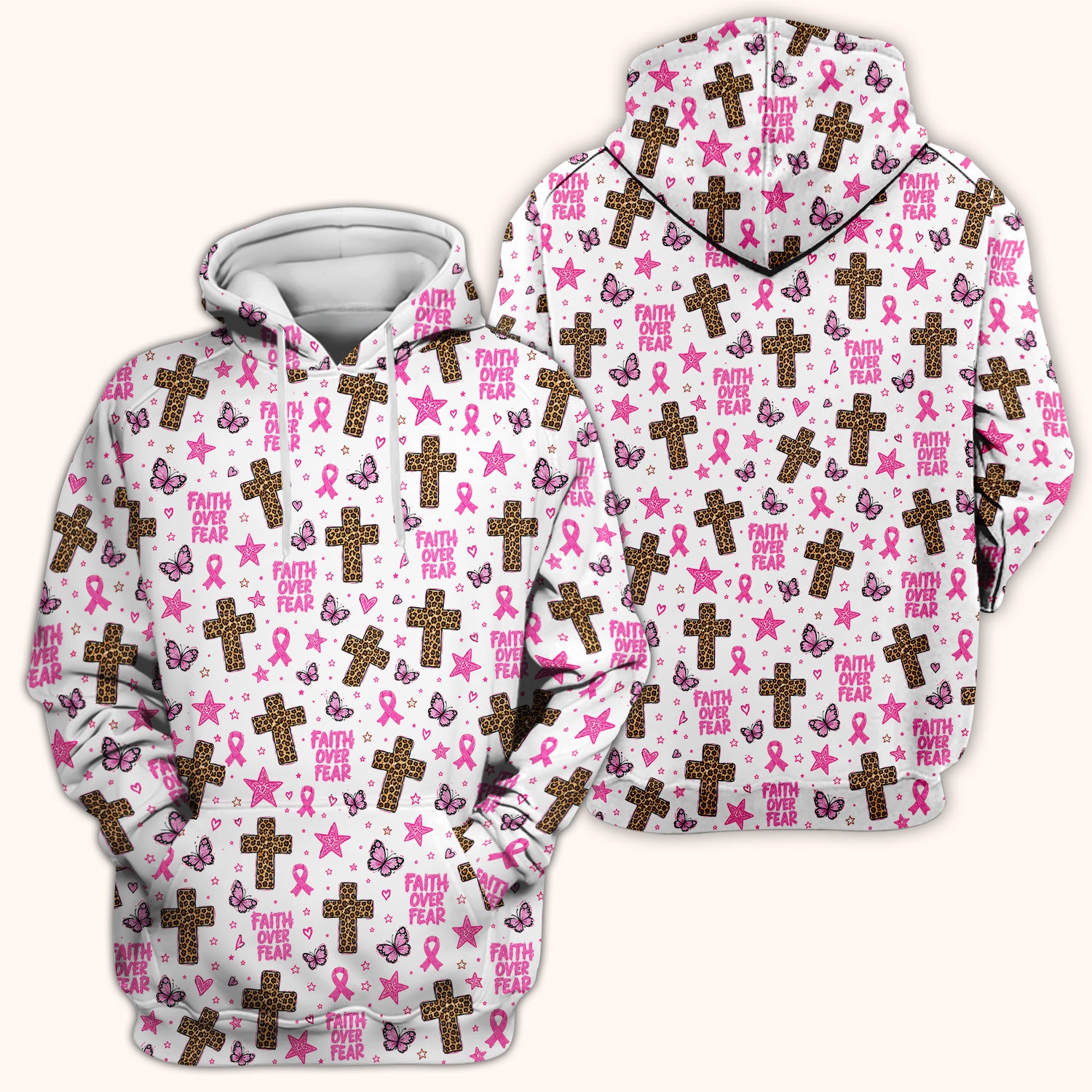 Faith Over Fear Breast Cancer Scrub Top, Comfortable Scrubs for Nurses