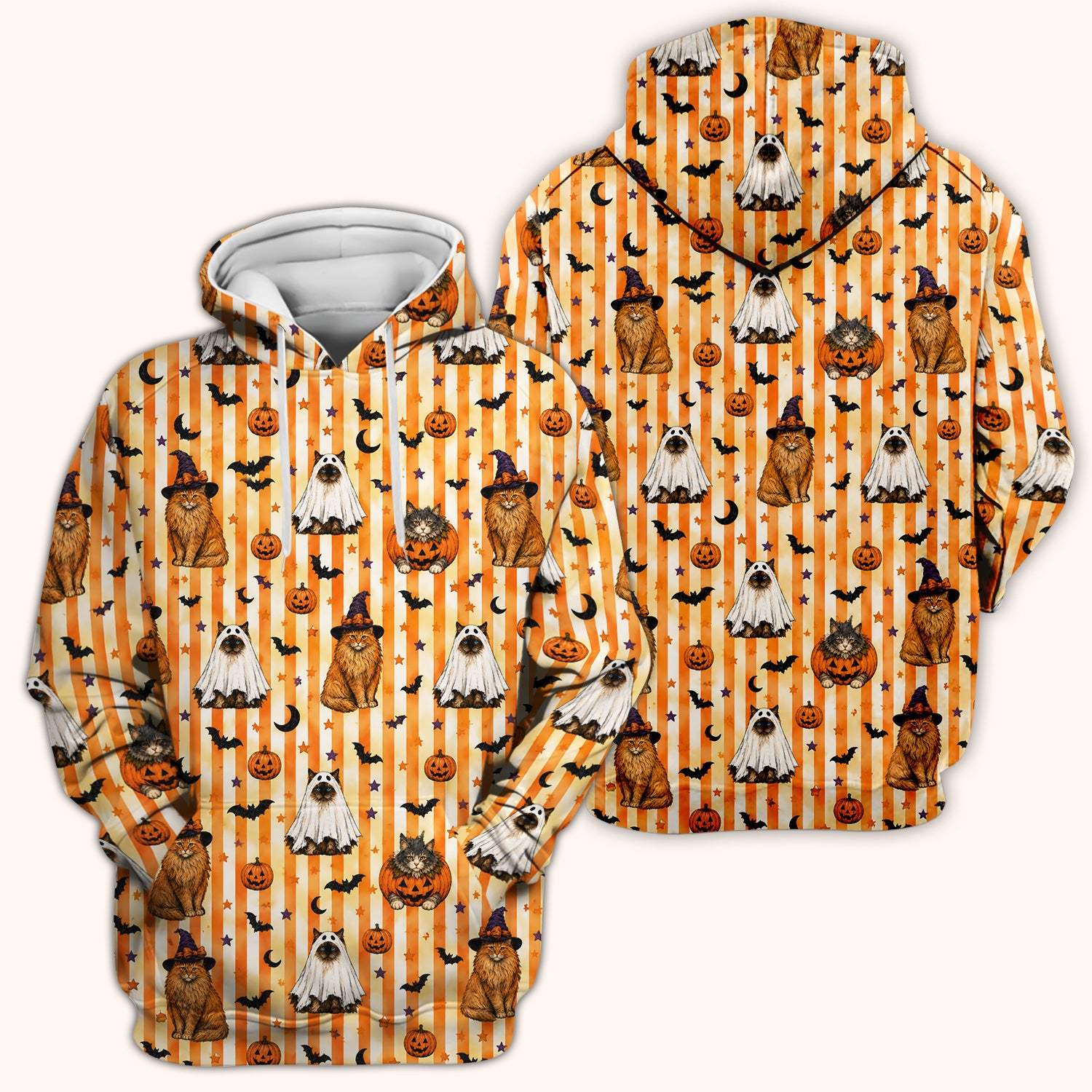 Halloween Cat Print Scrub Top, Comfortable Scrubs for Nurses