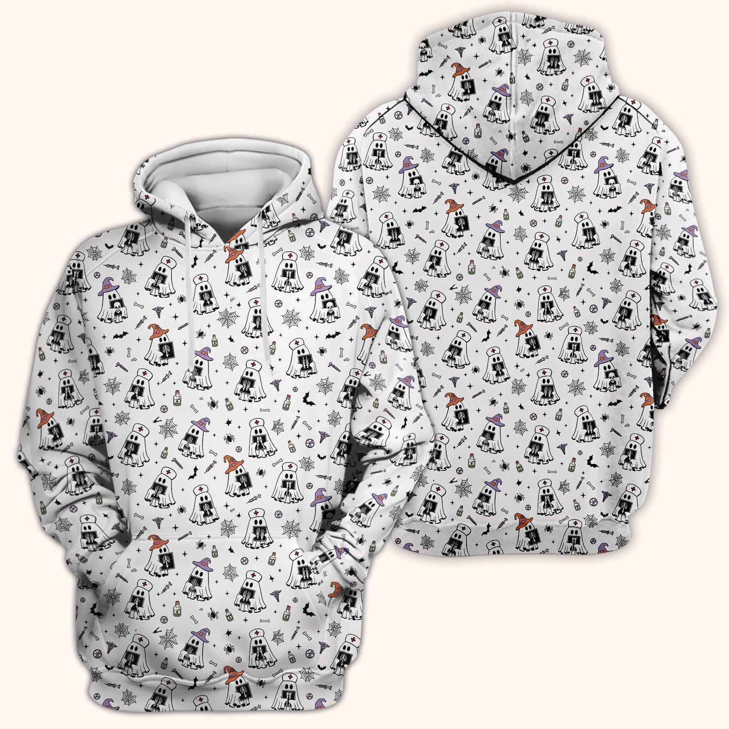 Halloween Ghost Nurses With X-Rays Scrub Top, Comfortable Scrubs for Nurses