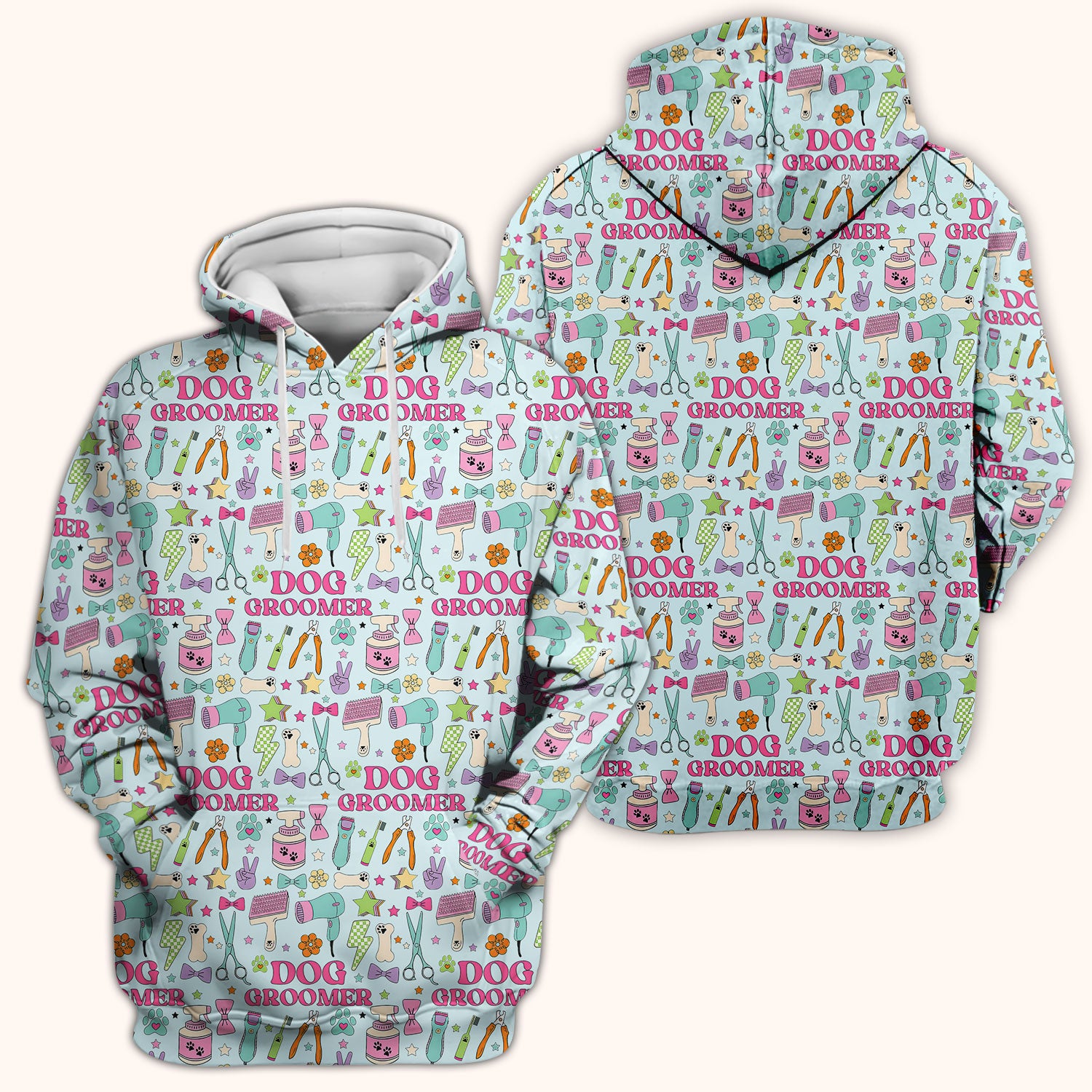 Dog Groomer Tools Pattern Nursing Scrub Top, Comfortable Scrubs for Nurses