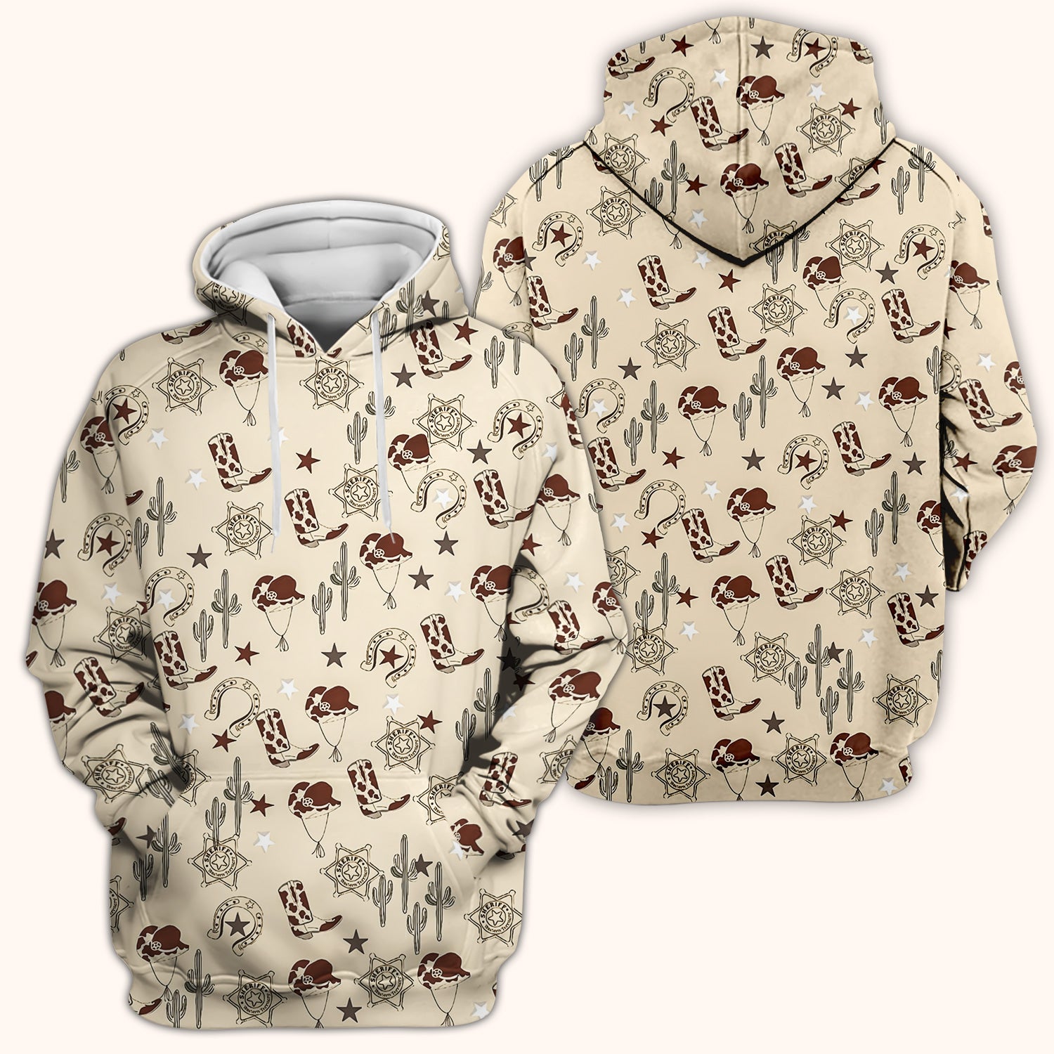 Funny Cowboy Hats & Boots Pattern Scrub Top, Comfortable Scrubs for Nurses