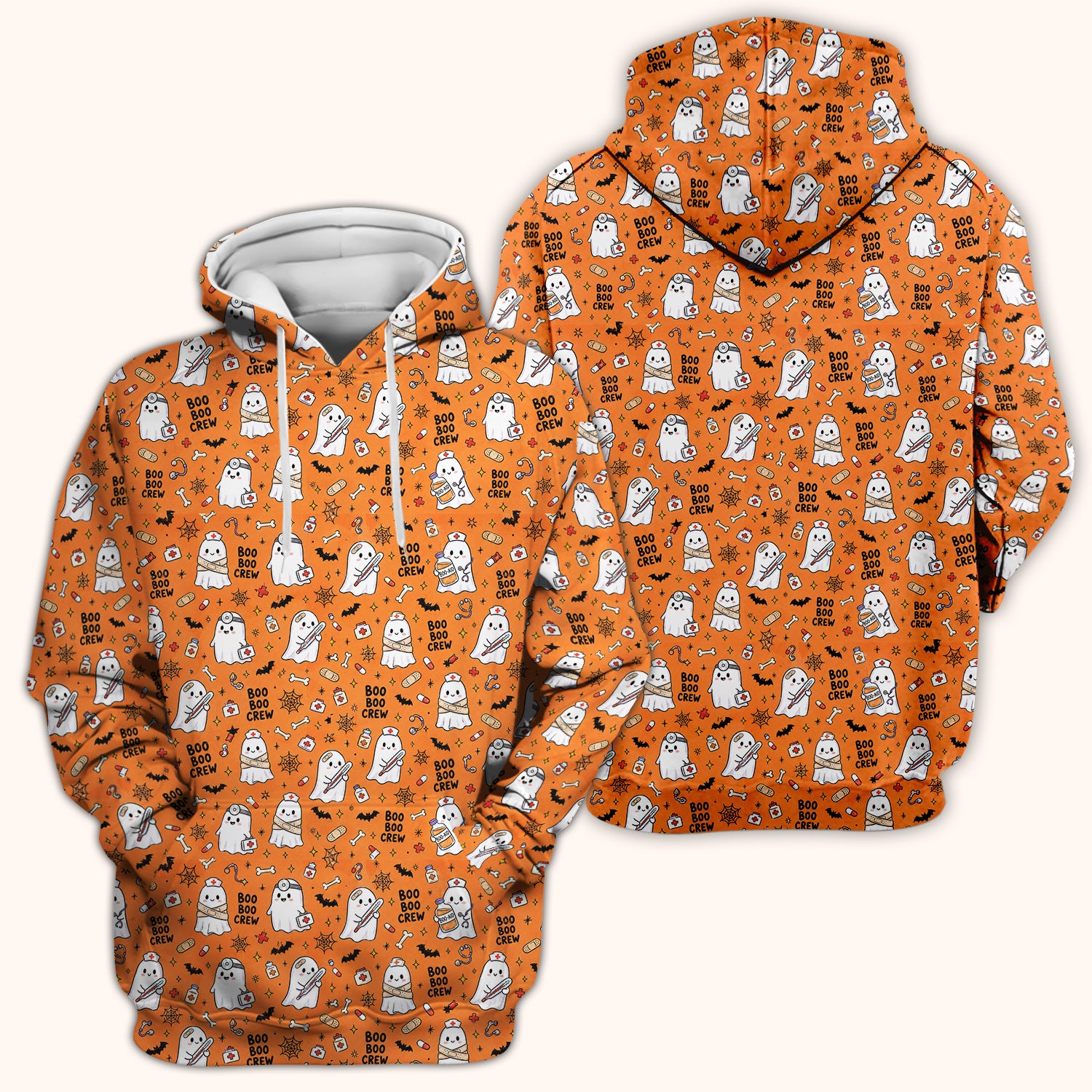 Cute Halloween Boo Boo Crew Ghost Scrub Top, Comfortable Scrubs for Nurses