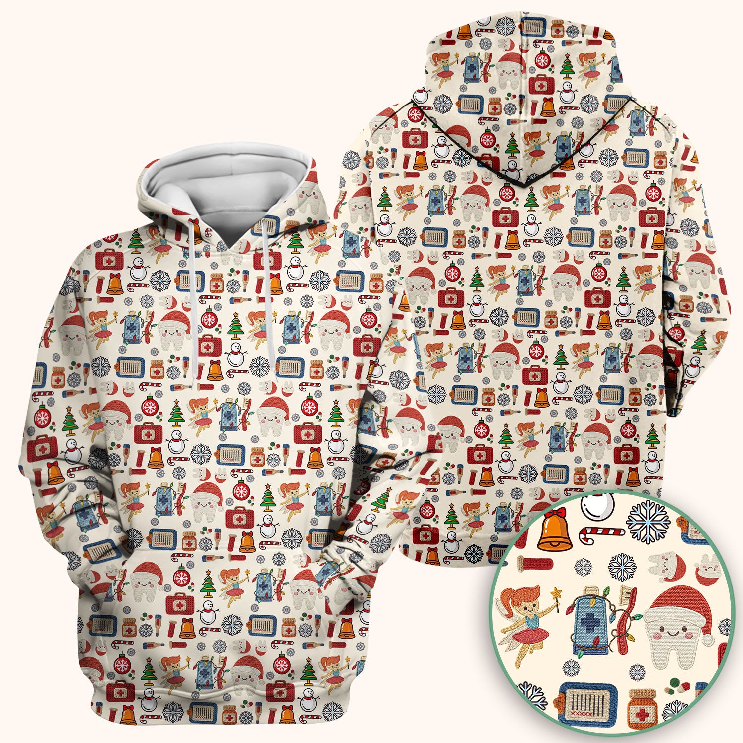 Christmas Dental Scrub Top - Cute Santa Tooth & Snowman Shirt - Festive Holiday Medical Uniform for Dentists, Hygienists & Nurses